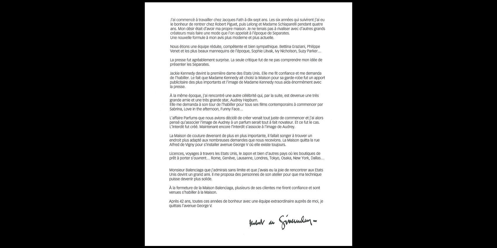 The french letter of Hubert de Givenchy