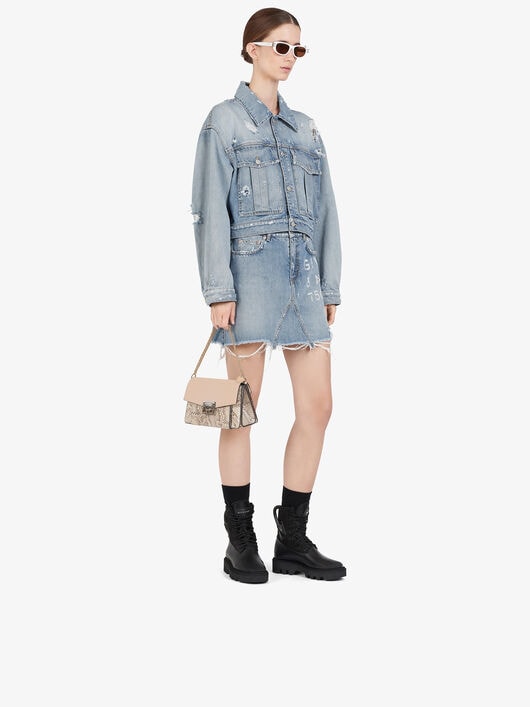 GIVENCHY destroyed mini skirt in denim | GIVENCHY Paris
