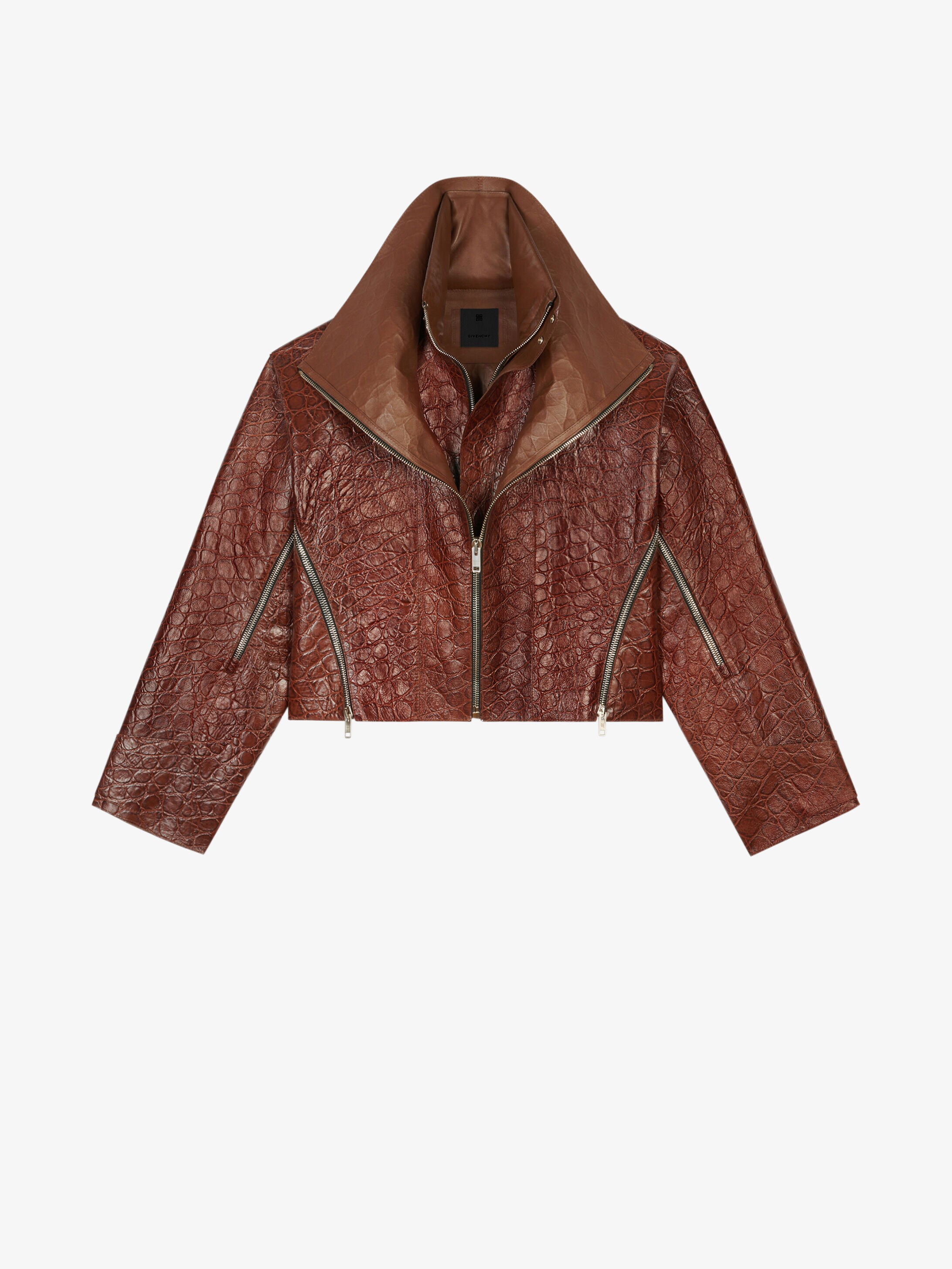 Windbreaker In Crocodile Effect Leather With Zips Givenchy Paris