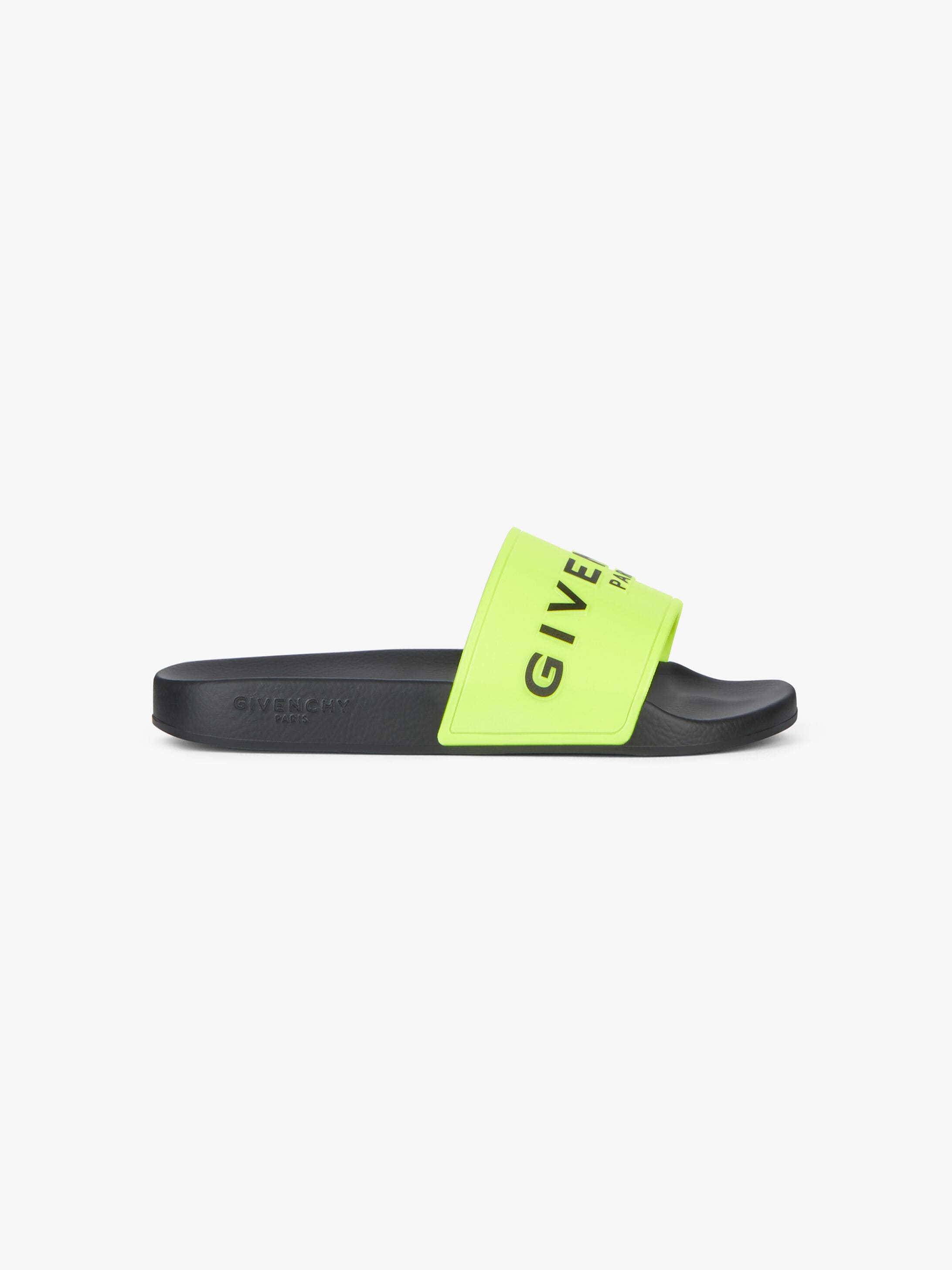 neon givenchy slides