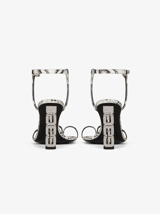 Triple toes sandals in python effect leather with G heel | GIVENCHY Paris