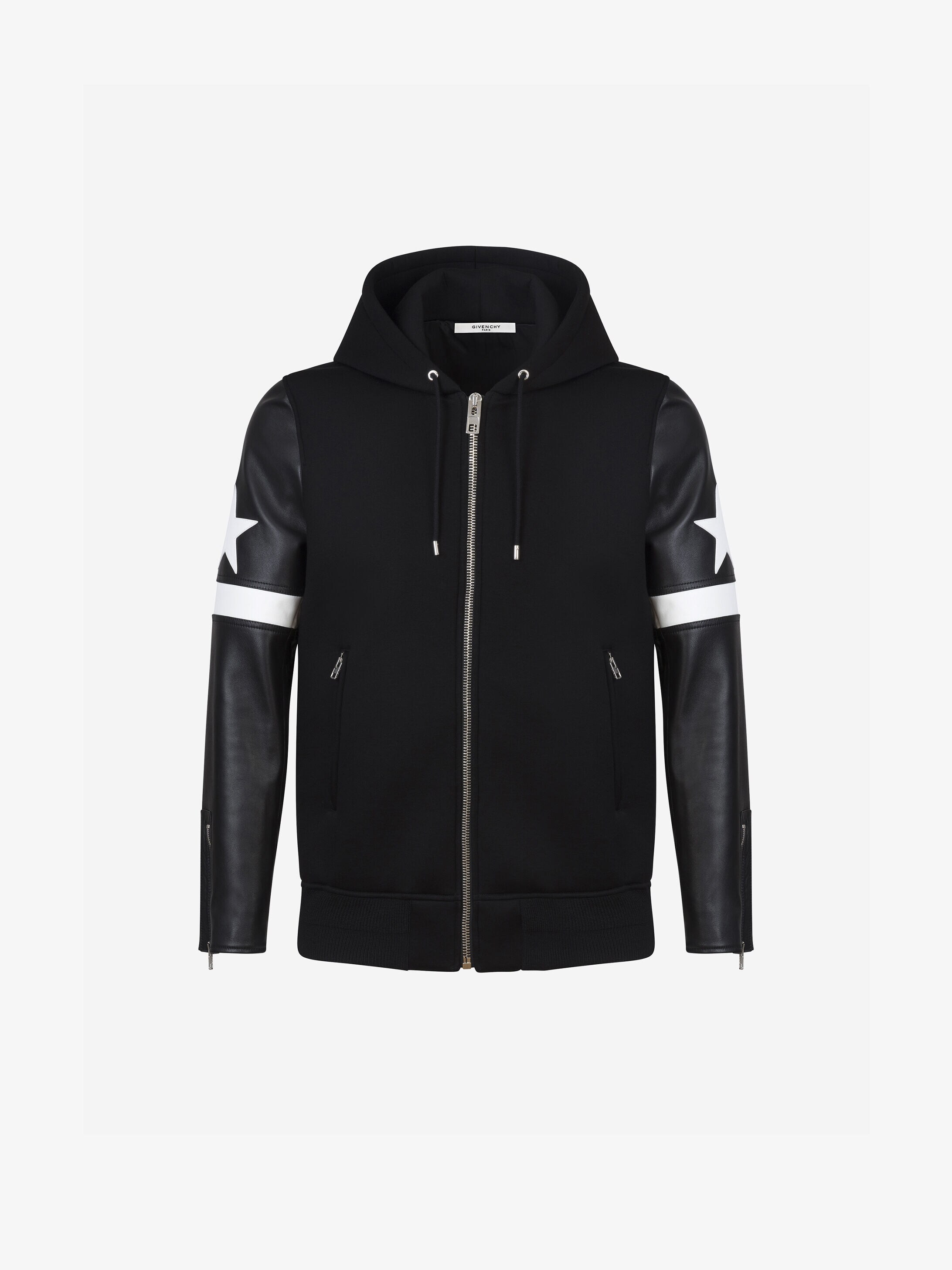 Givenchy Hoodie in leather and neoprene 