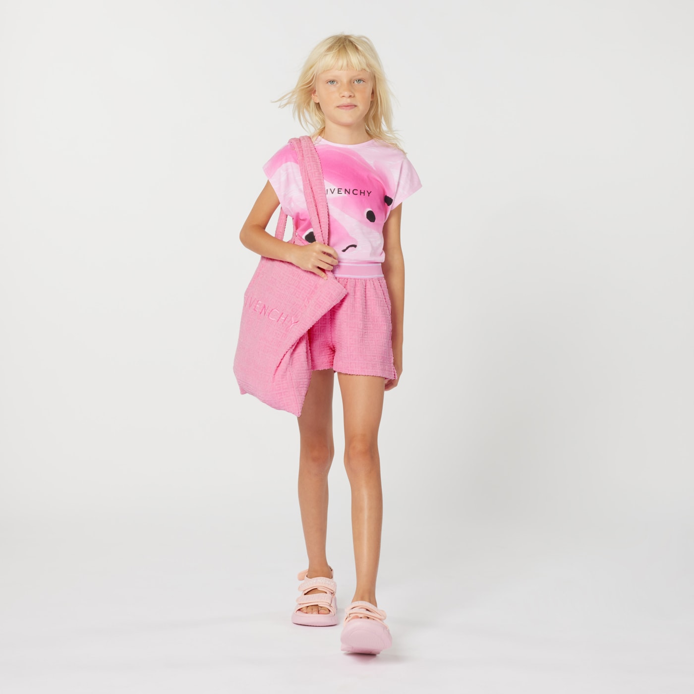 Givenchy Kids 4G-motif short-sleeve tweed shirt - Pink