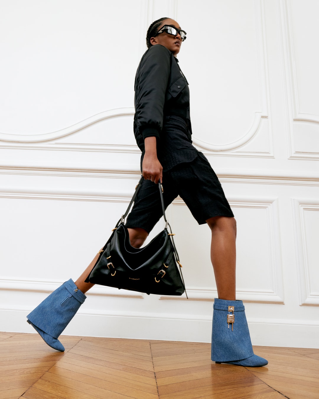 Shark Lock ankle boots in denim