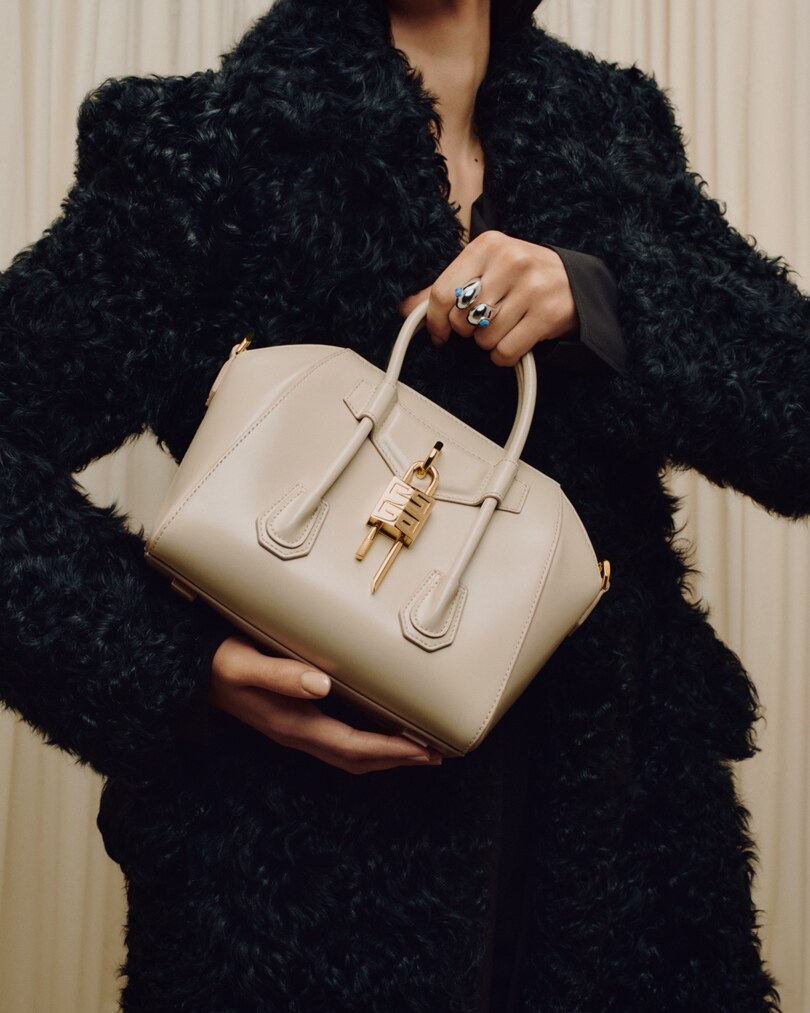 Mini Antigona Lock bag in box leather