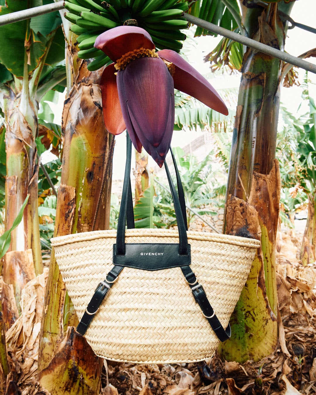 Medium Voyou basket bag in raffia