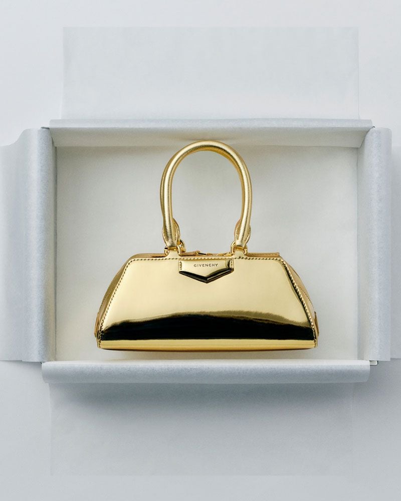 Small Antigona Cube East-West bag in Box leather