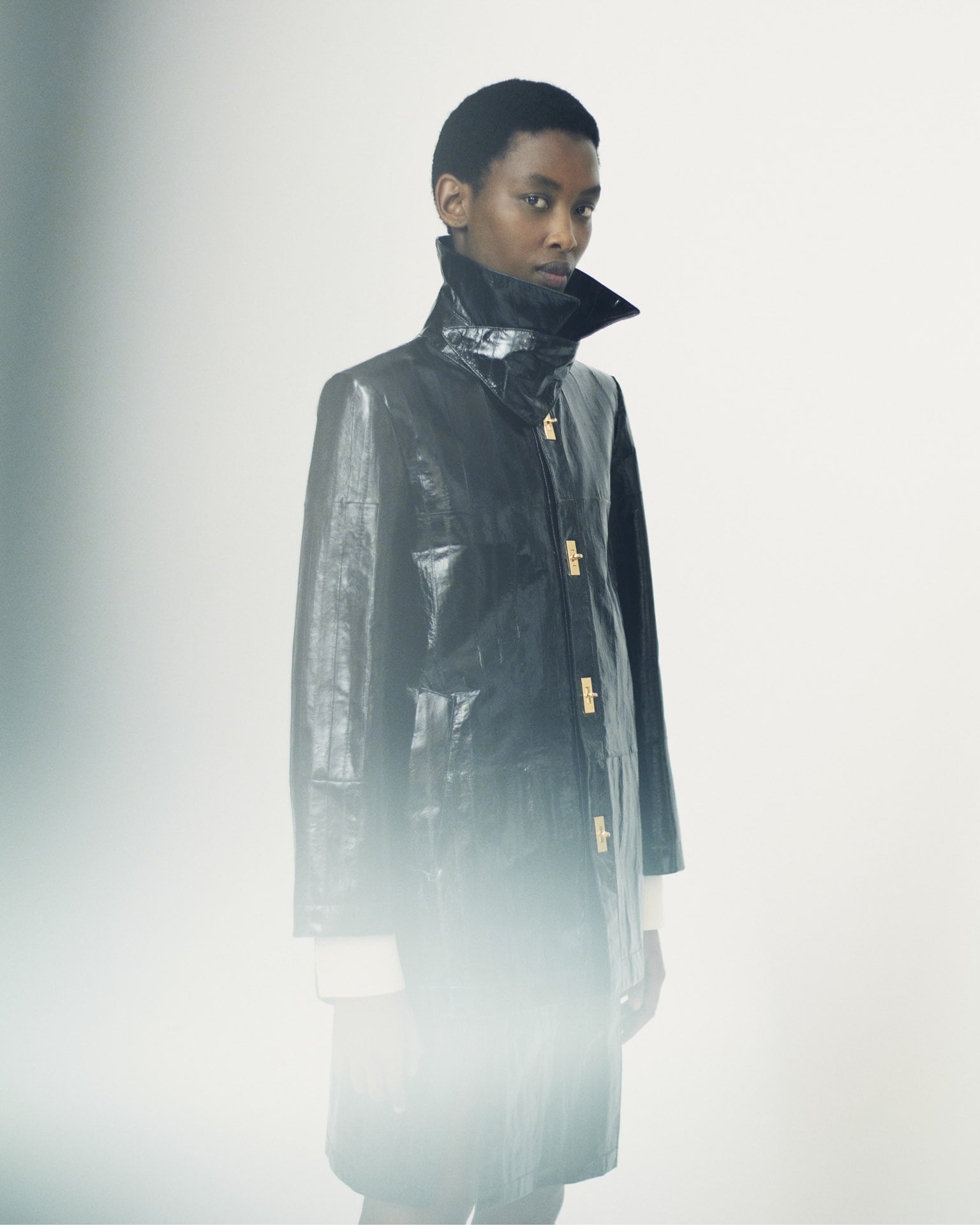 Coat in leather