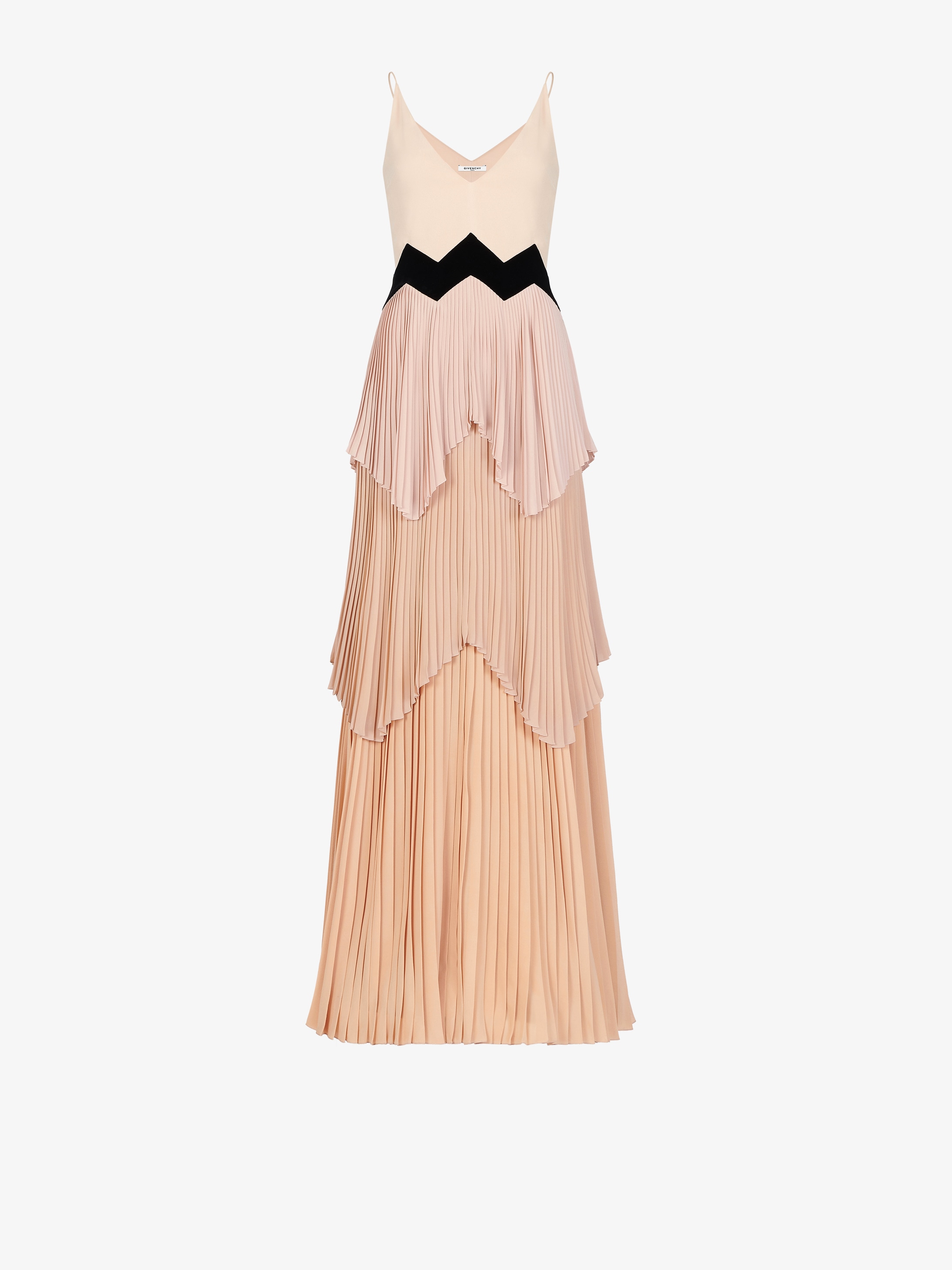 Robe du soir plissée à chevrons