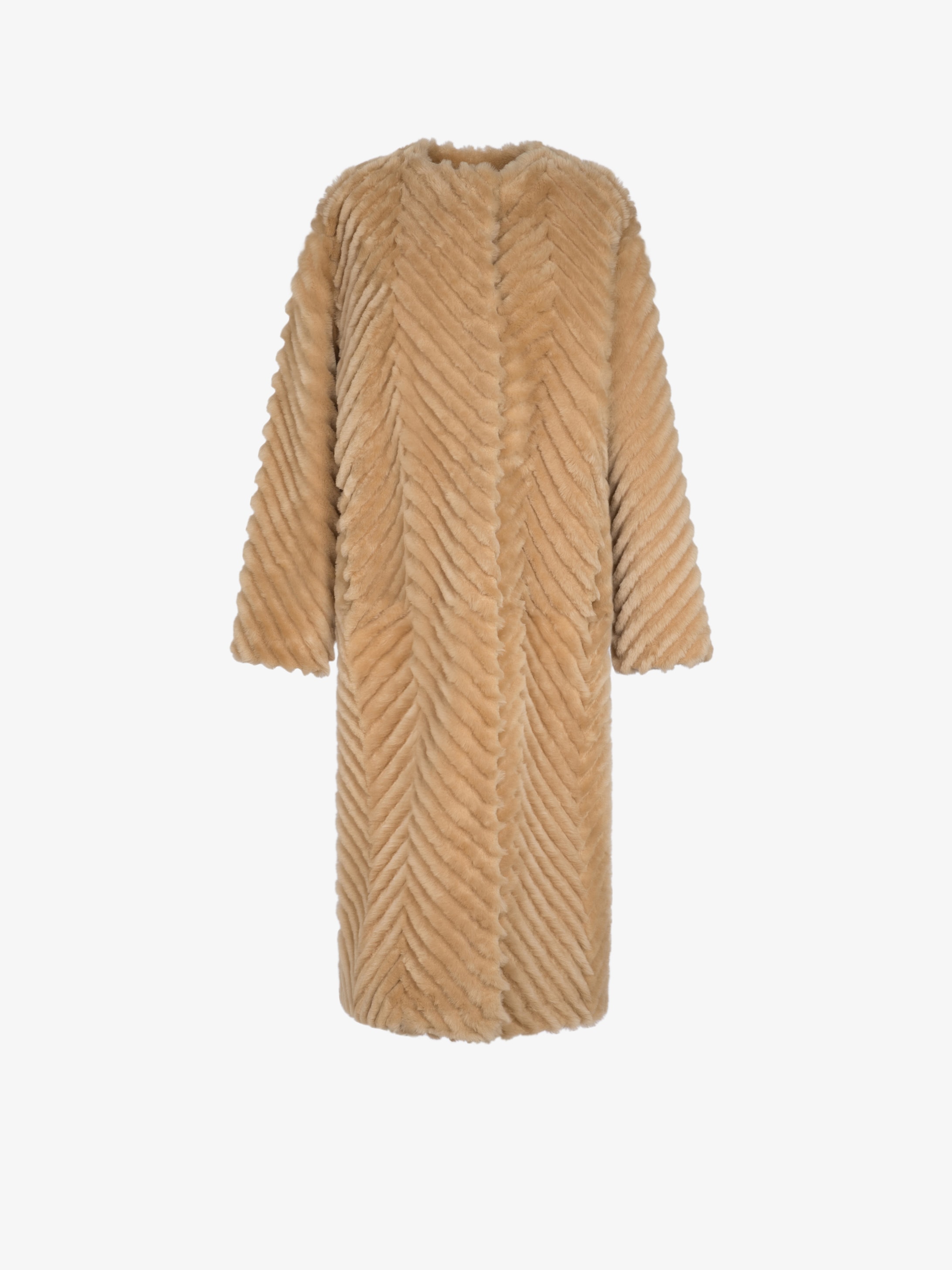 Shearling coat with chevron