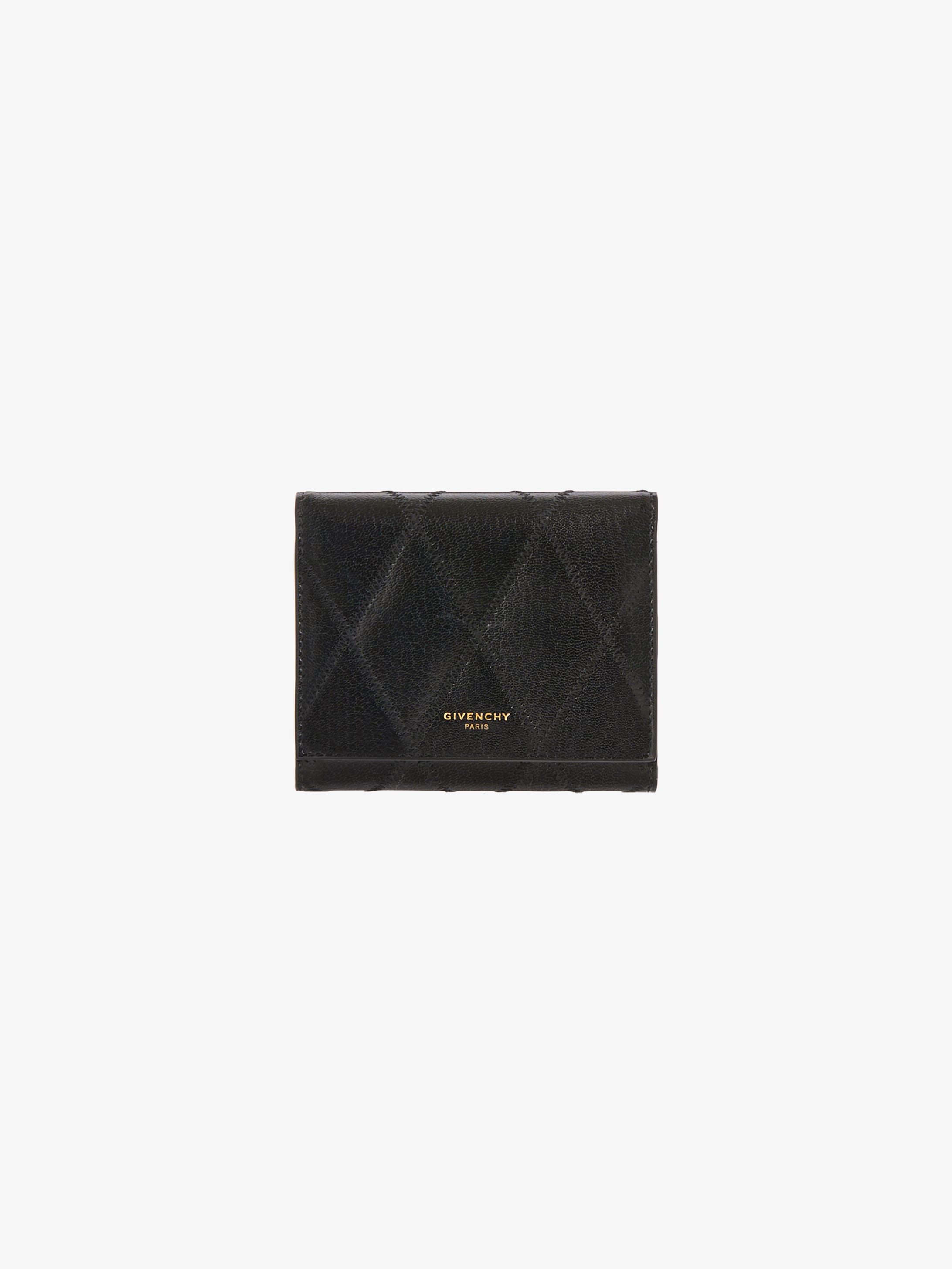 Tri-fold GV3 wallet in diamond quilted leather