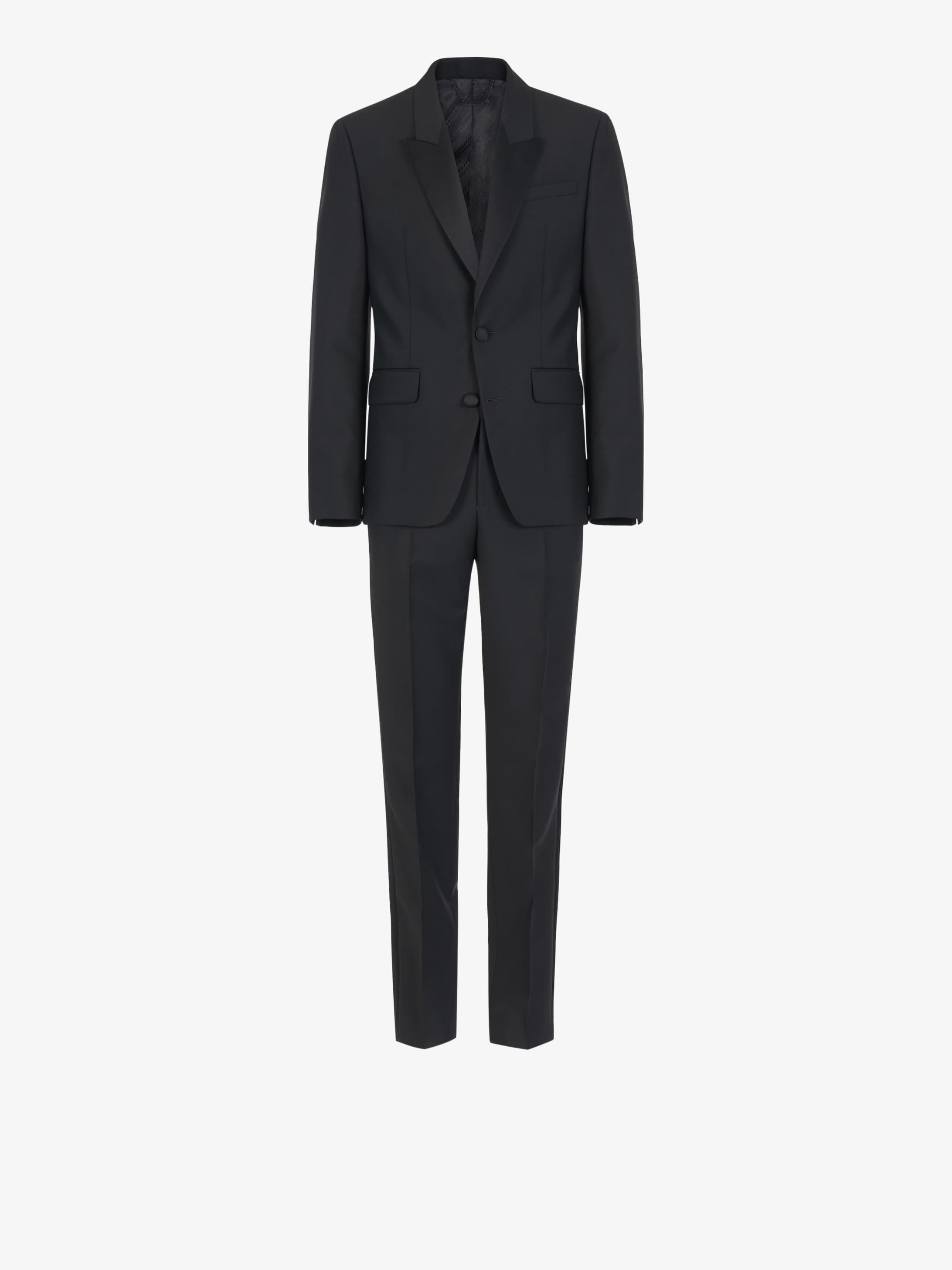 Slim fit tuxedo in wool and mohair with satin collar