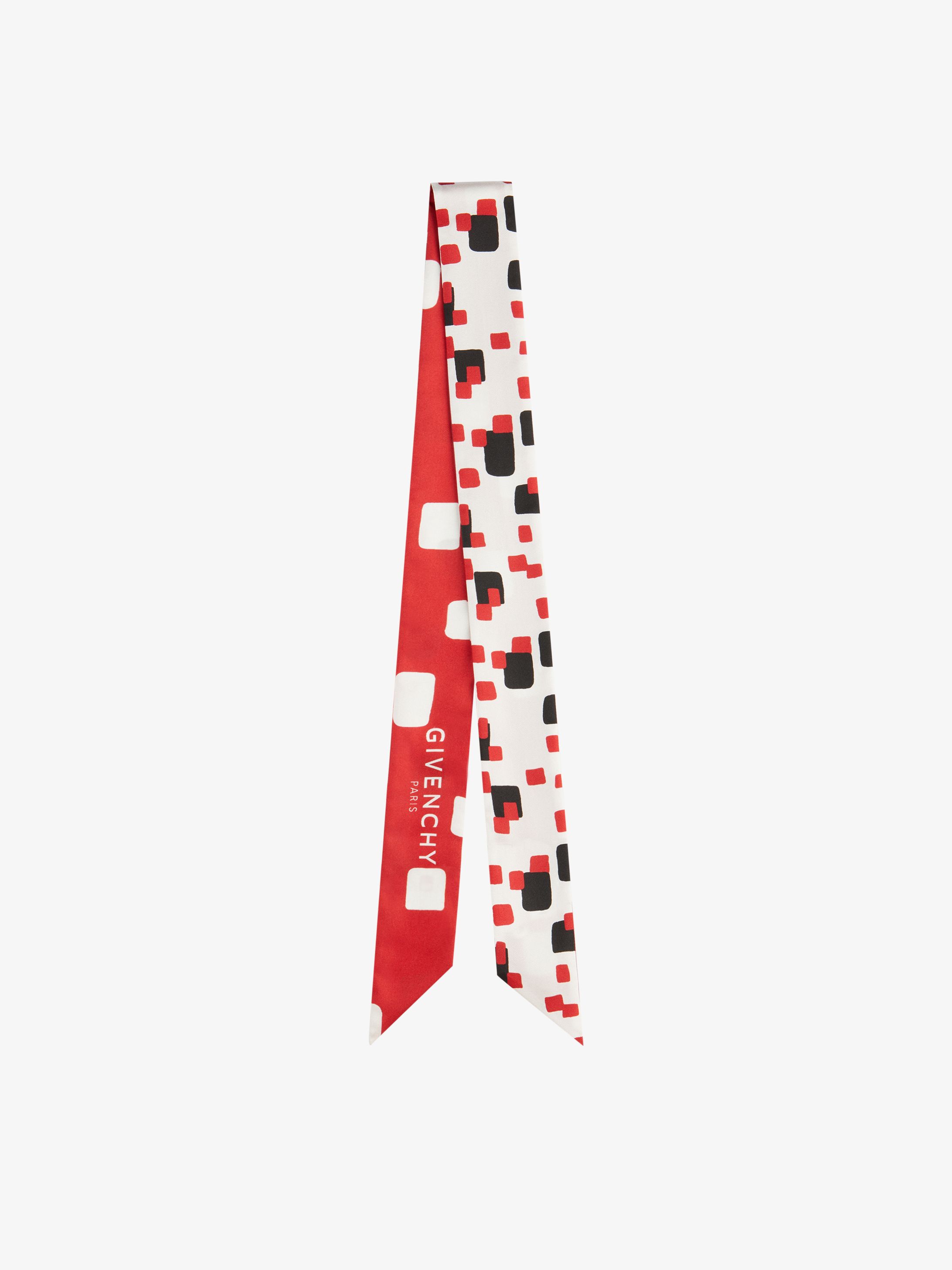Headband in silk twill geometrical print