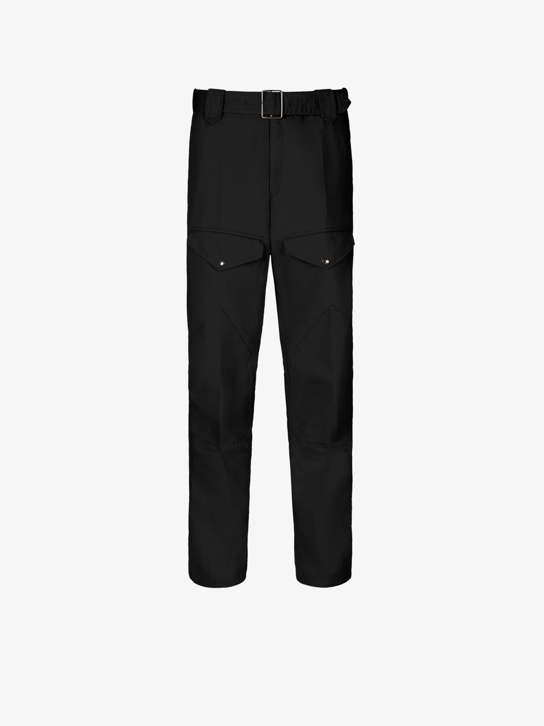 Military pants with belt and graphic inserts