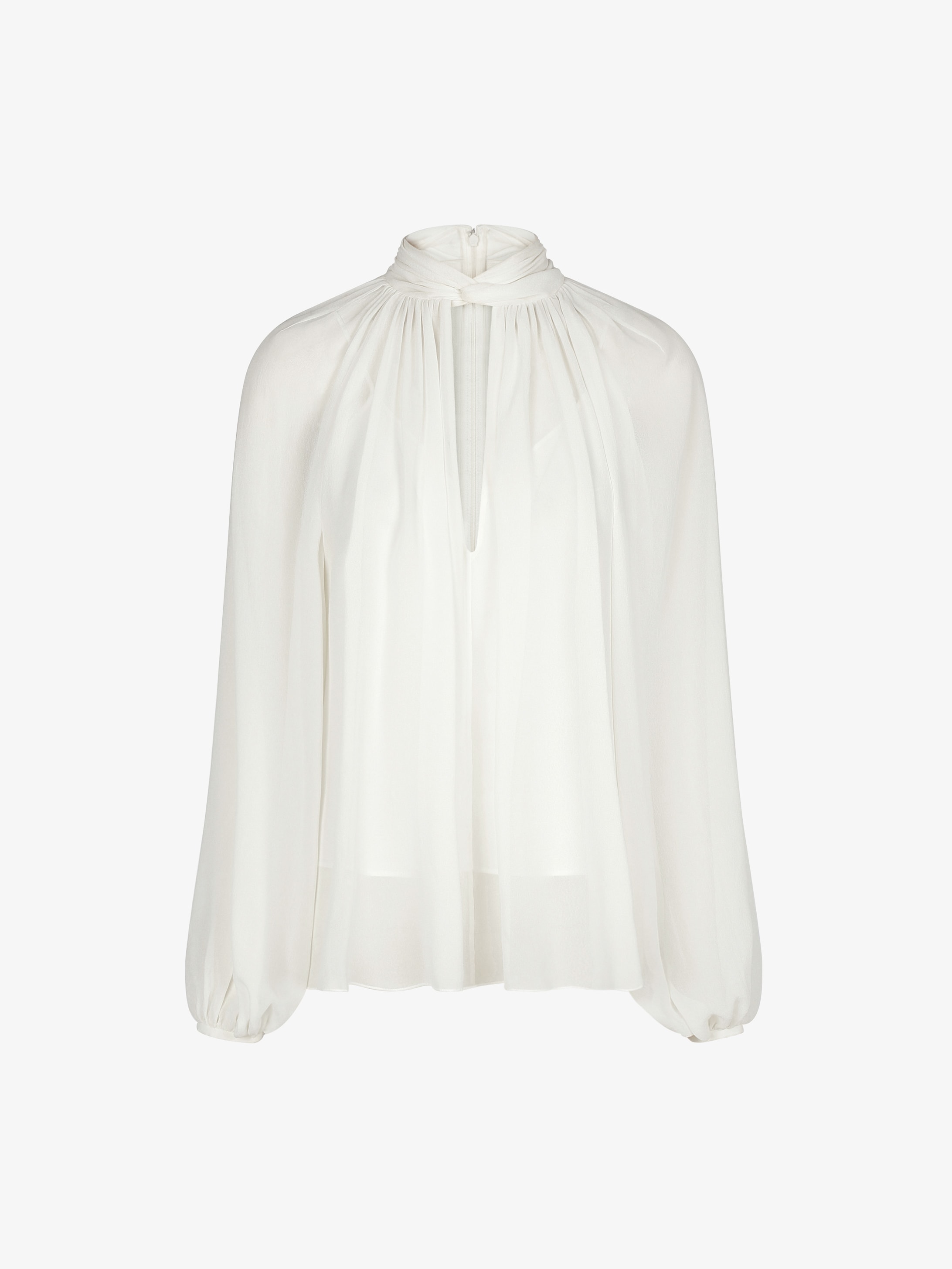 Blouse in silk with hang collar