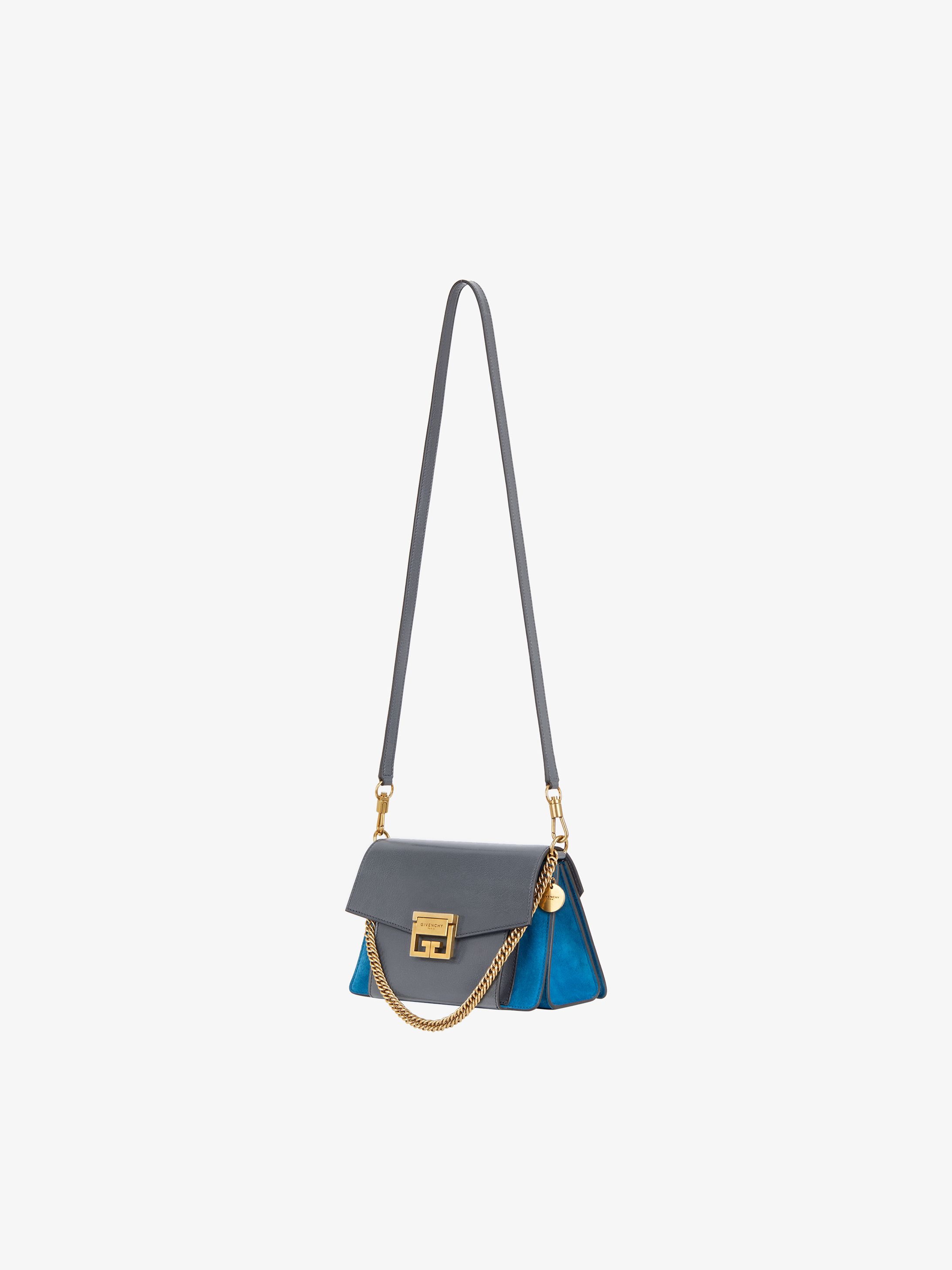 Small GV3 bag in grained leather and suede