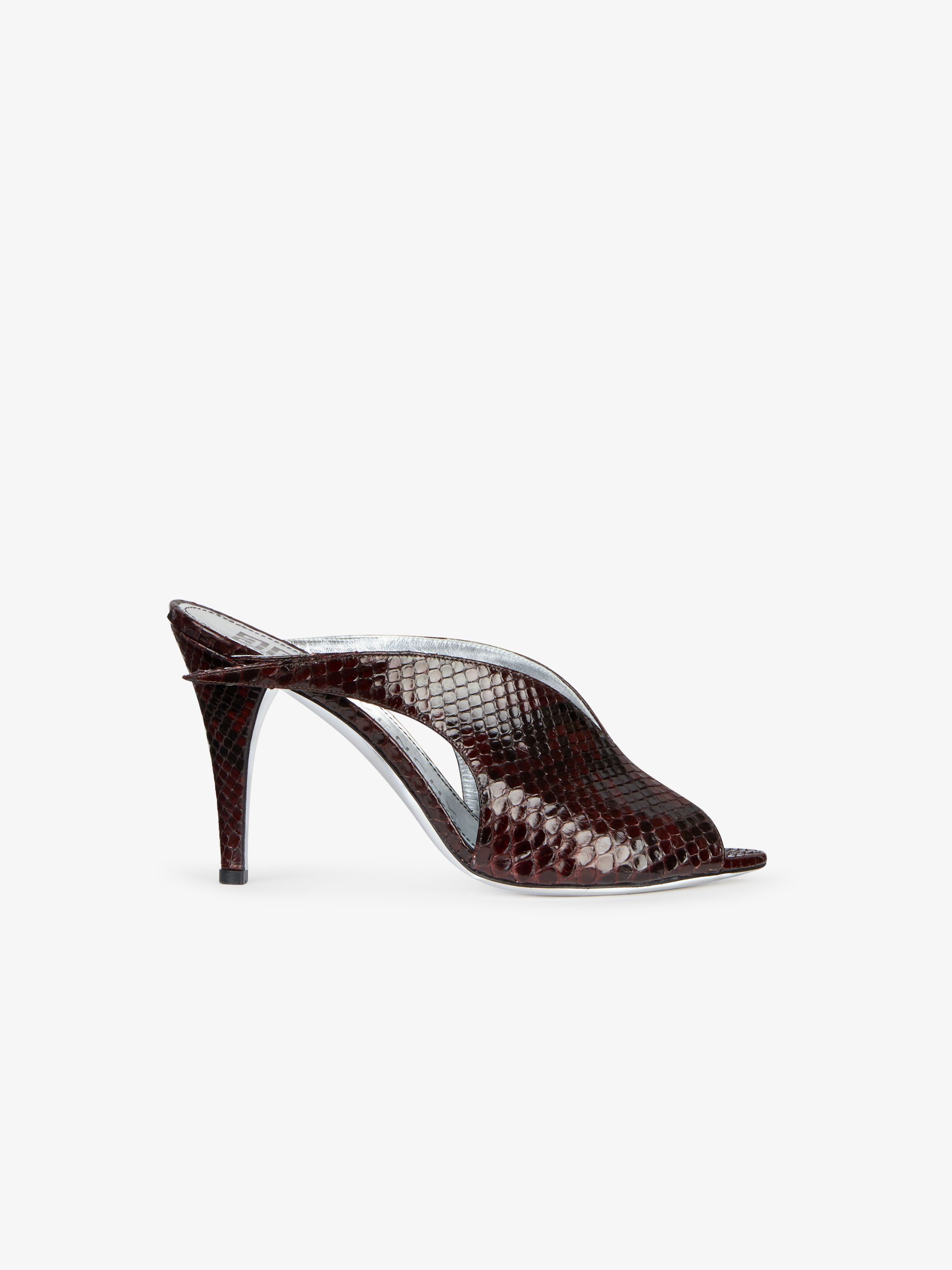 Sandals in shiny python