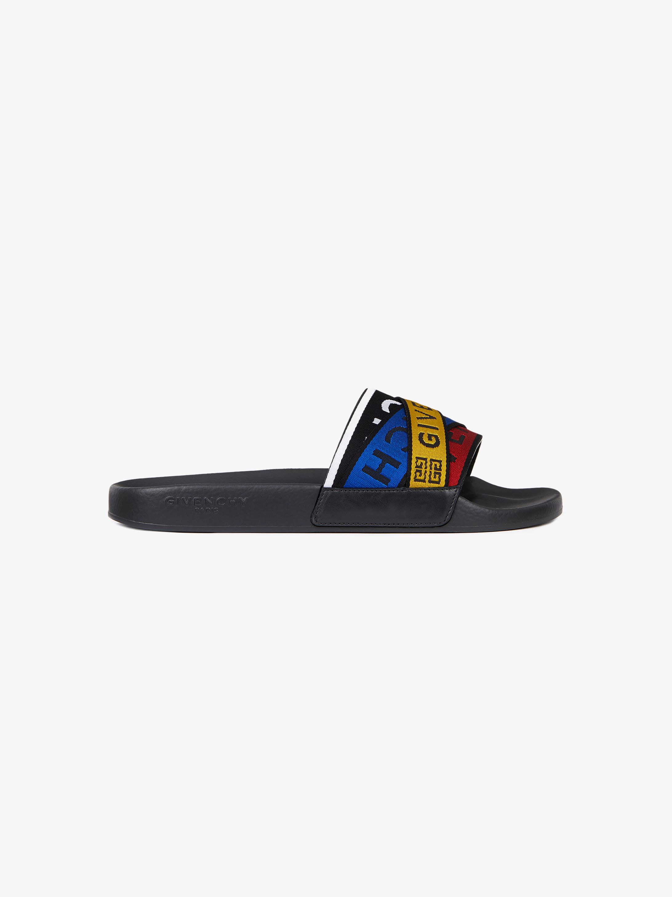 GIVENCHY 4G webbing sandals in leather and rubber