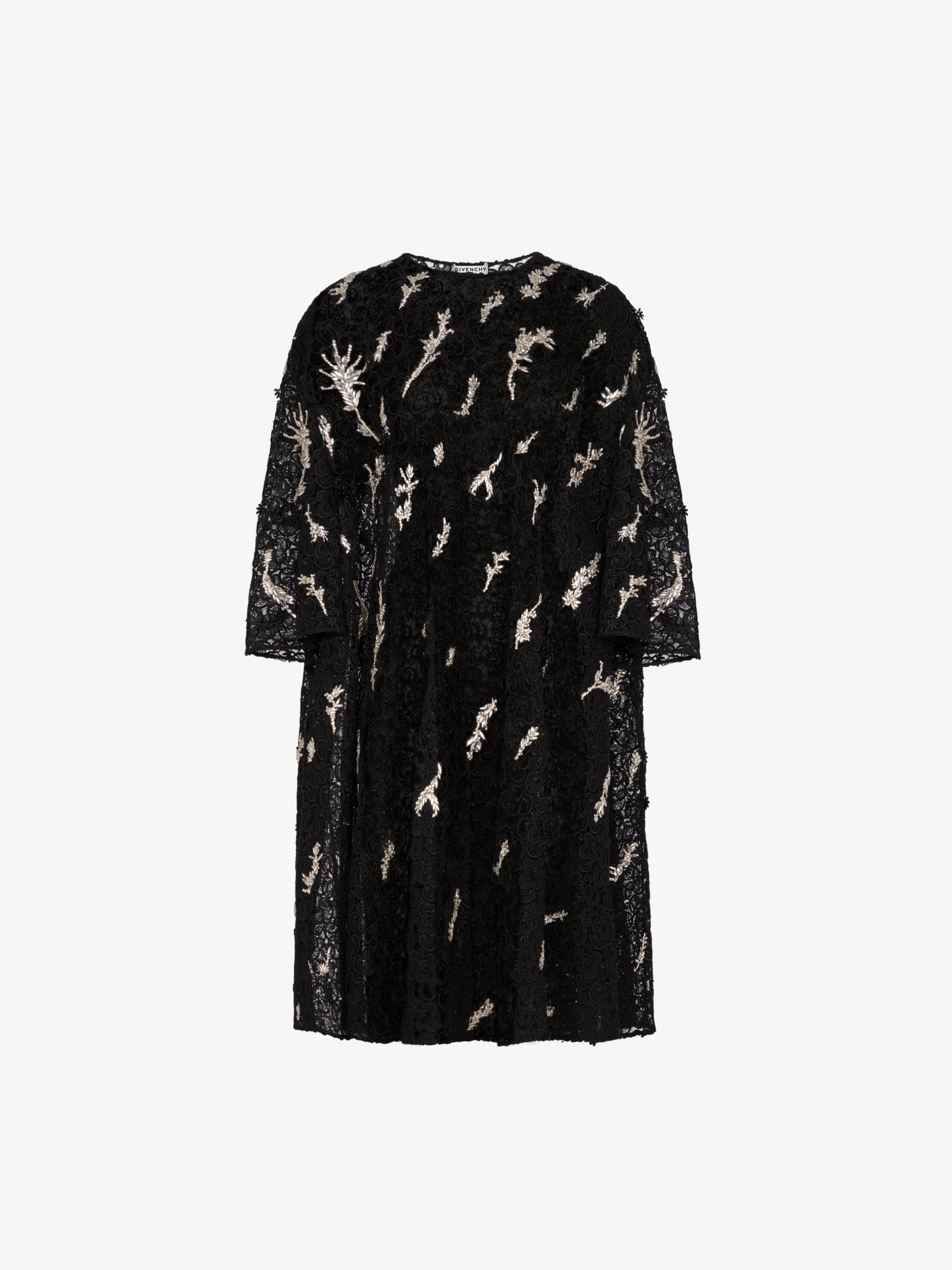 Abito oversize in guipure con cristalli