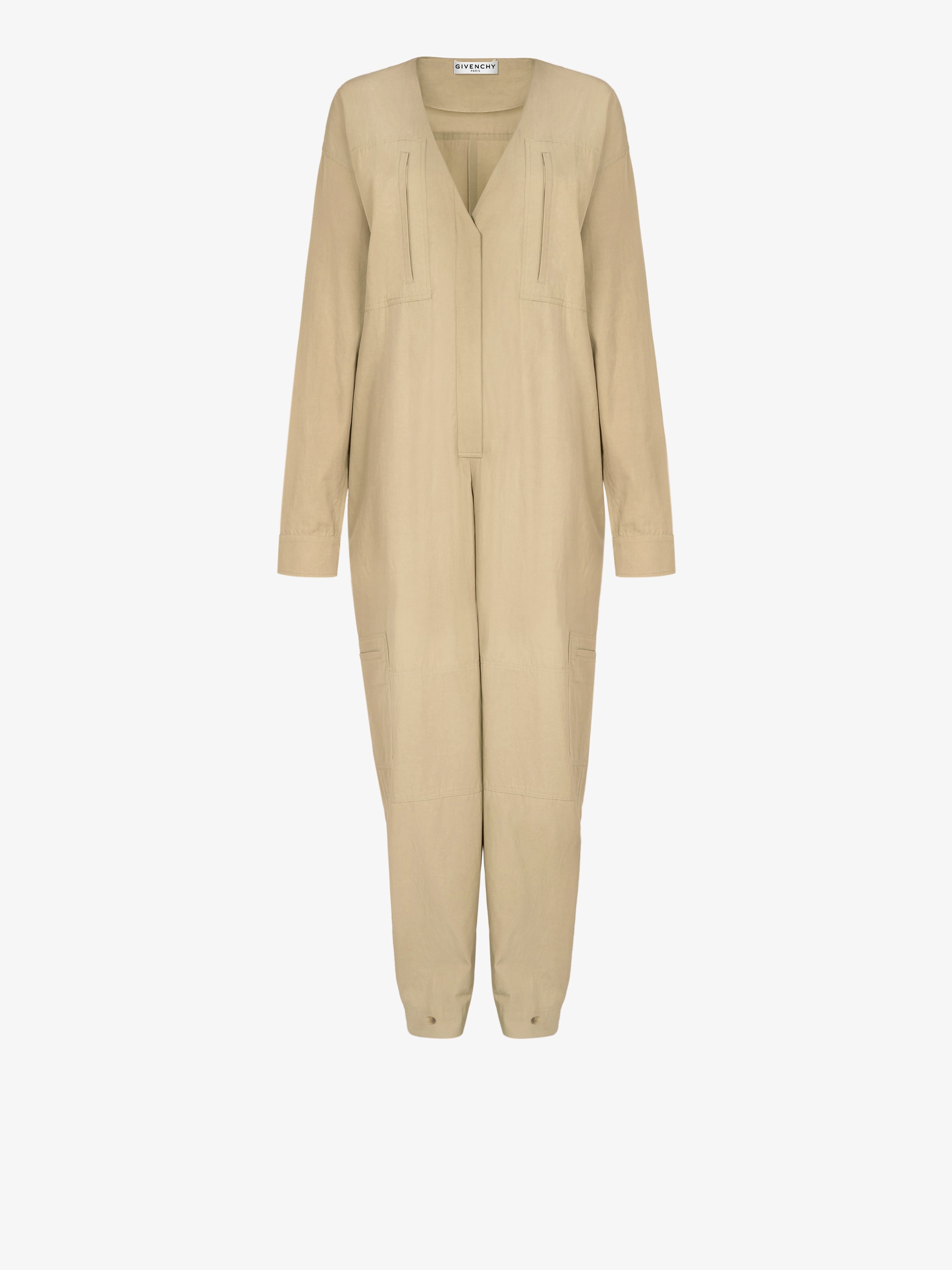 Masculine multipockets jumpsuit with belt