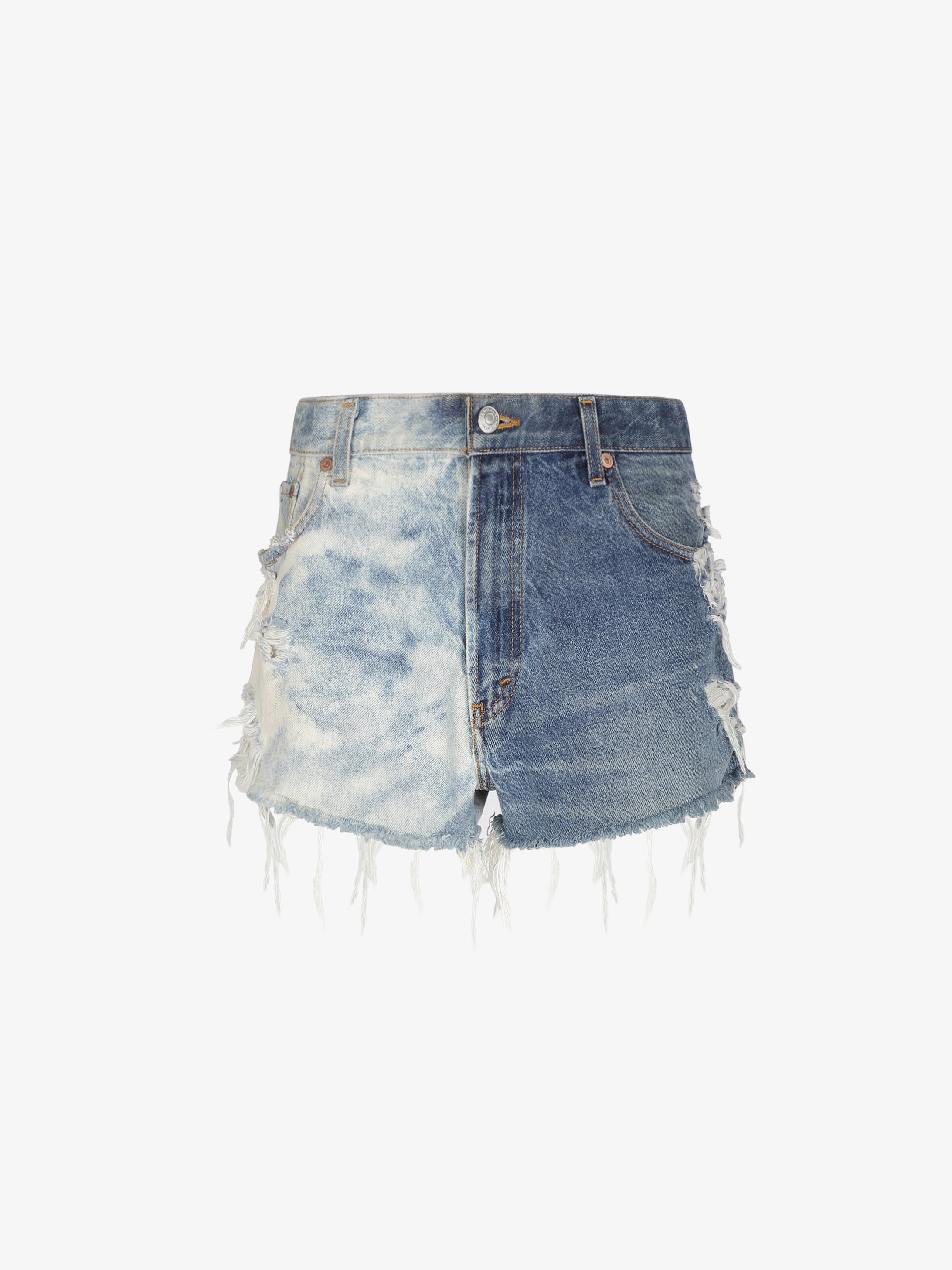 two tone denim shorts
