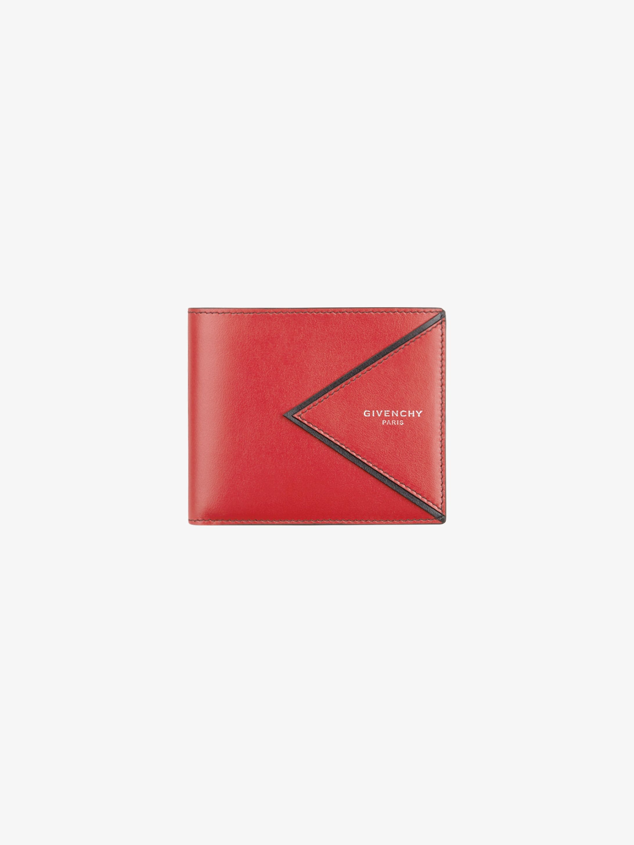 V shape cut wallet in leather