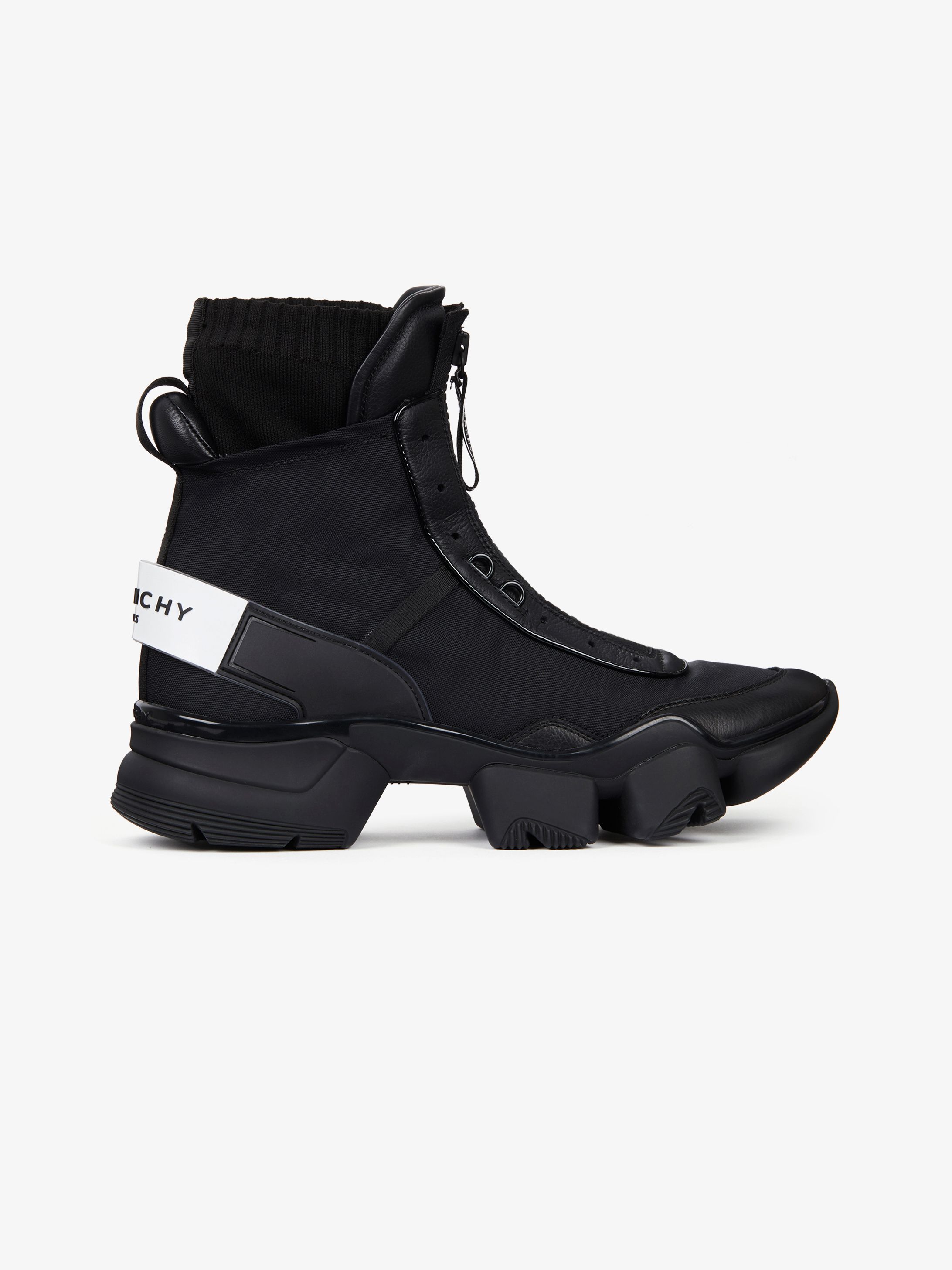 JAW high sneakers in nylon, leather and knit