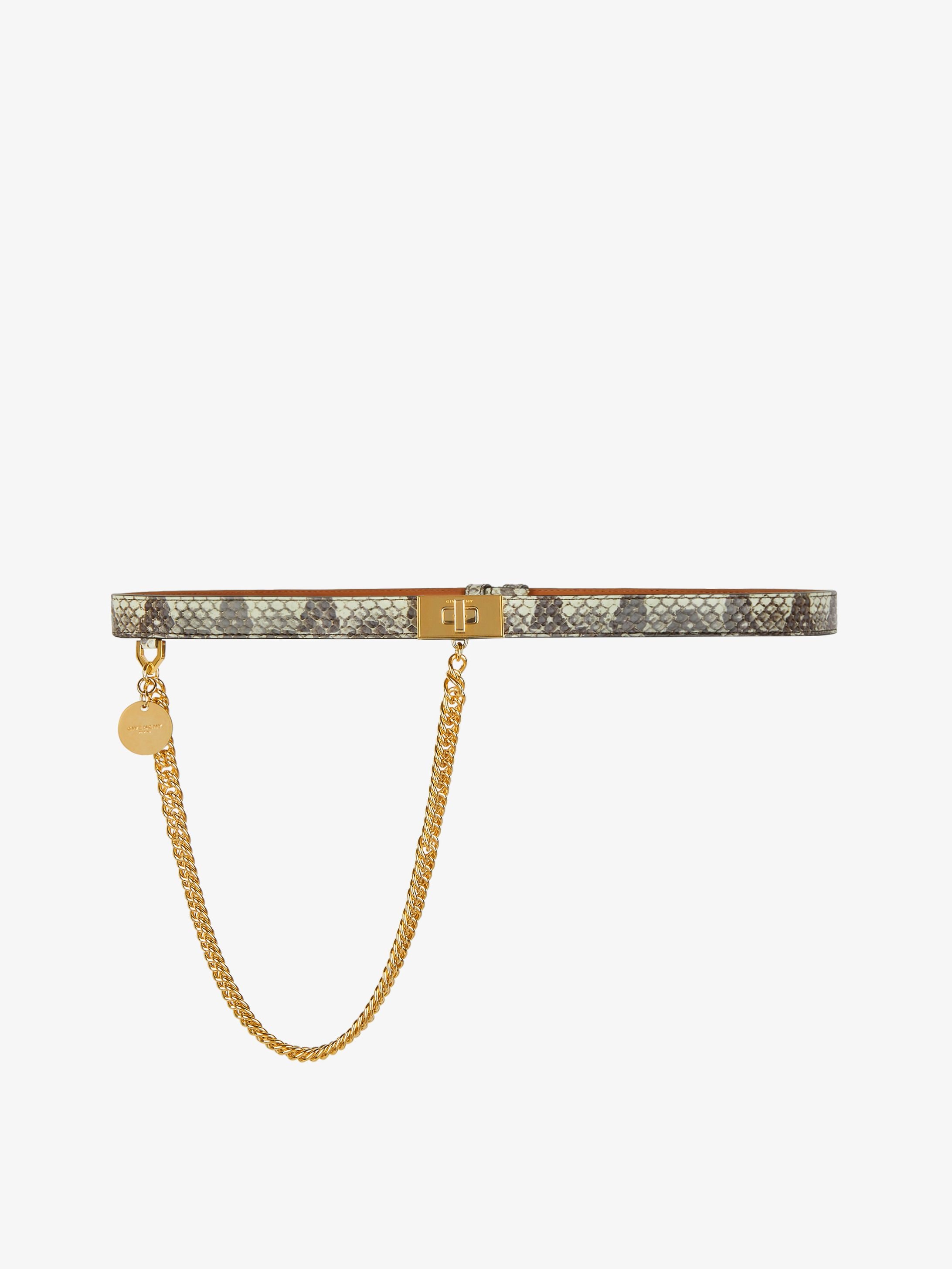 Double G belt in elaphe skin with chain