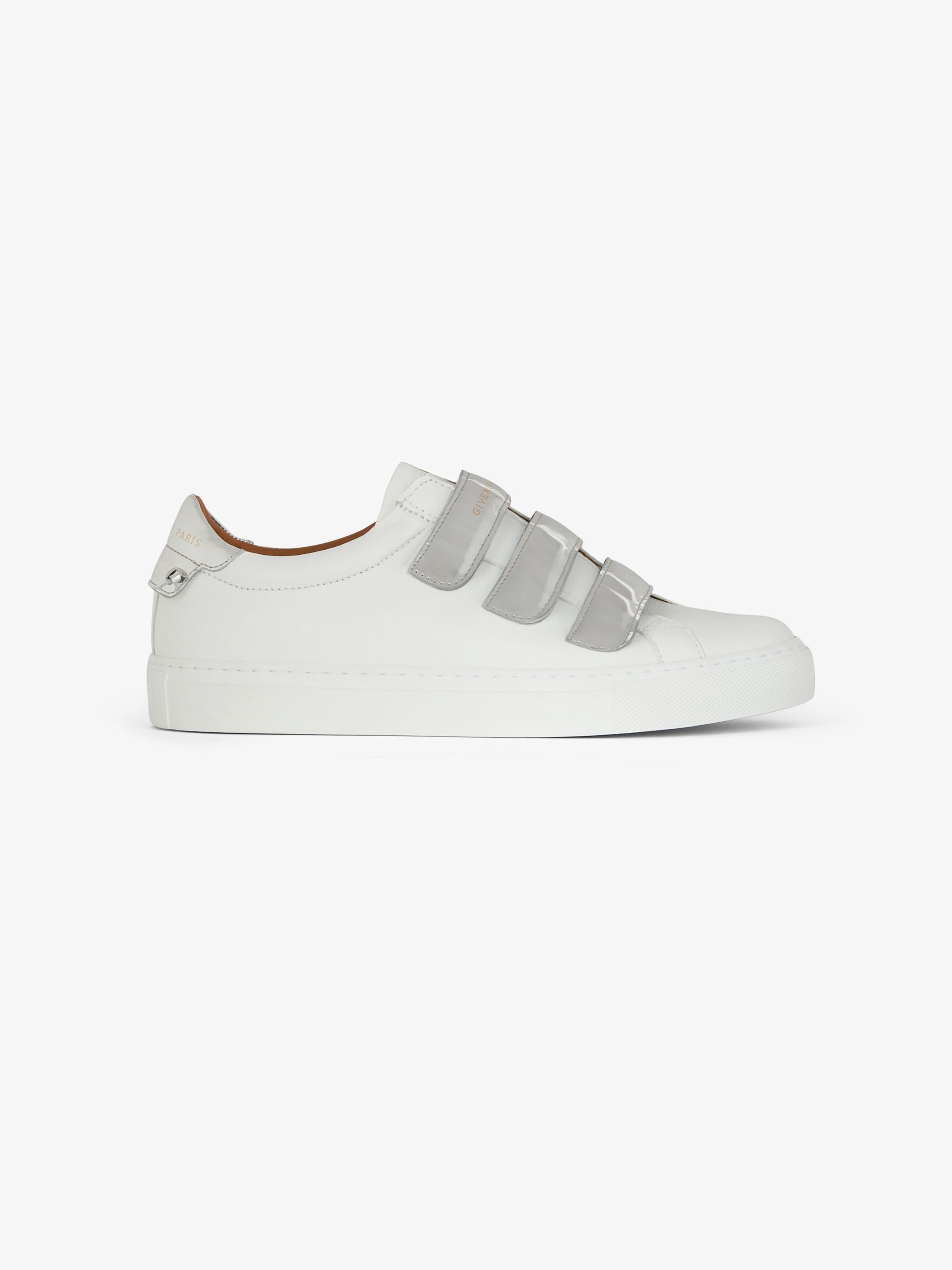 Sneakers in leather with mirror effect velcro