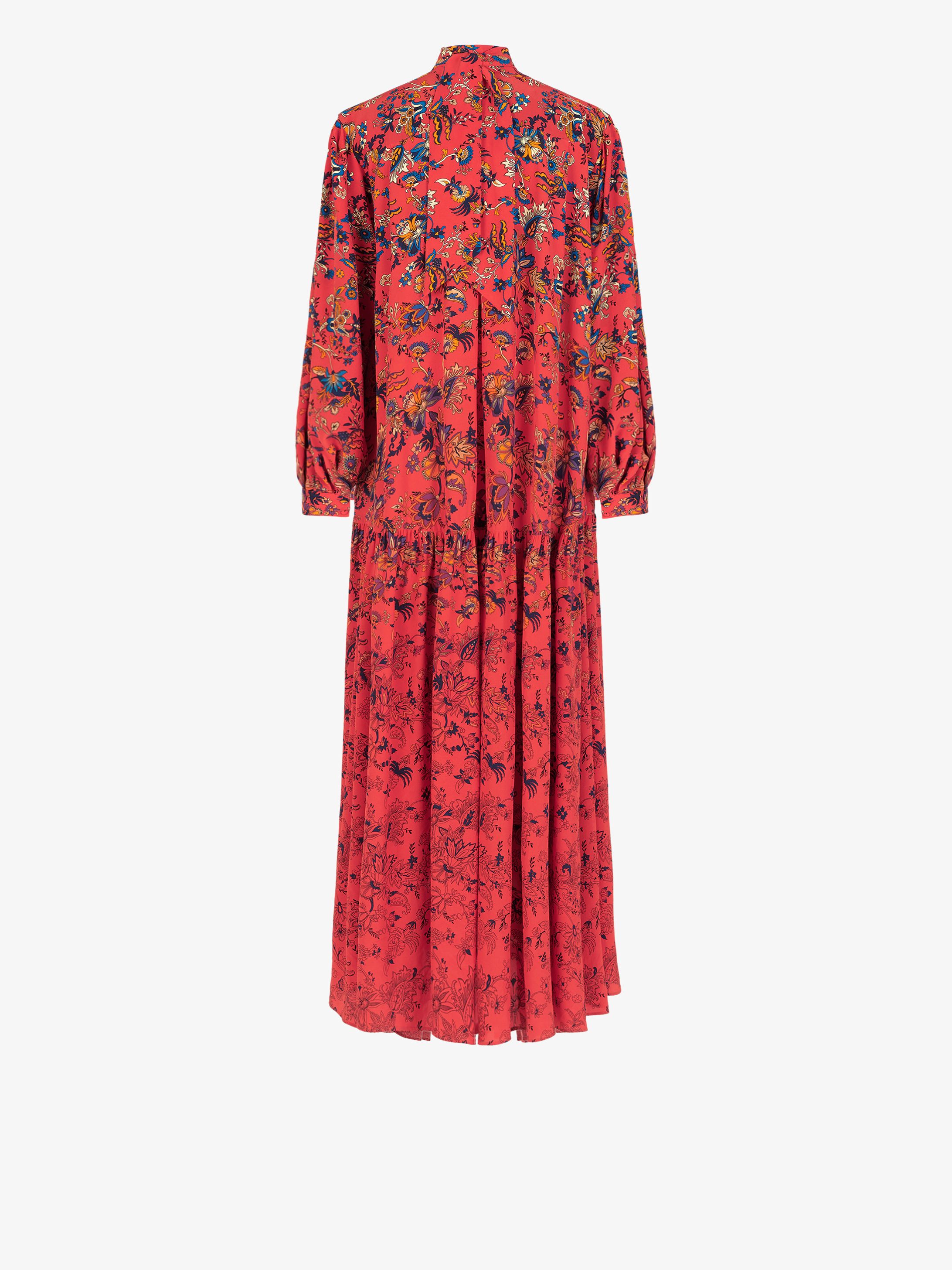 Long dress in floral printed silk
