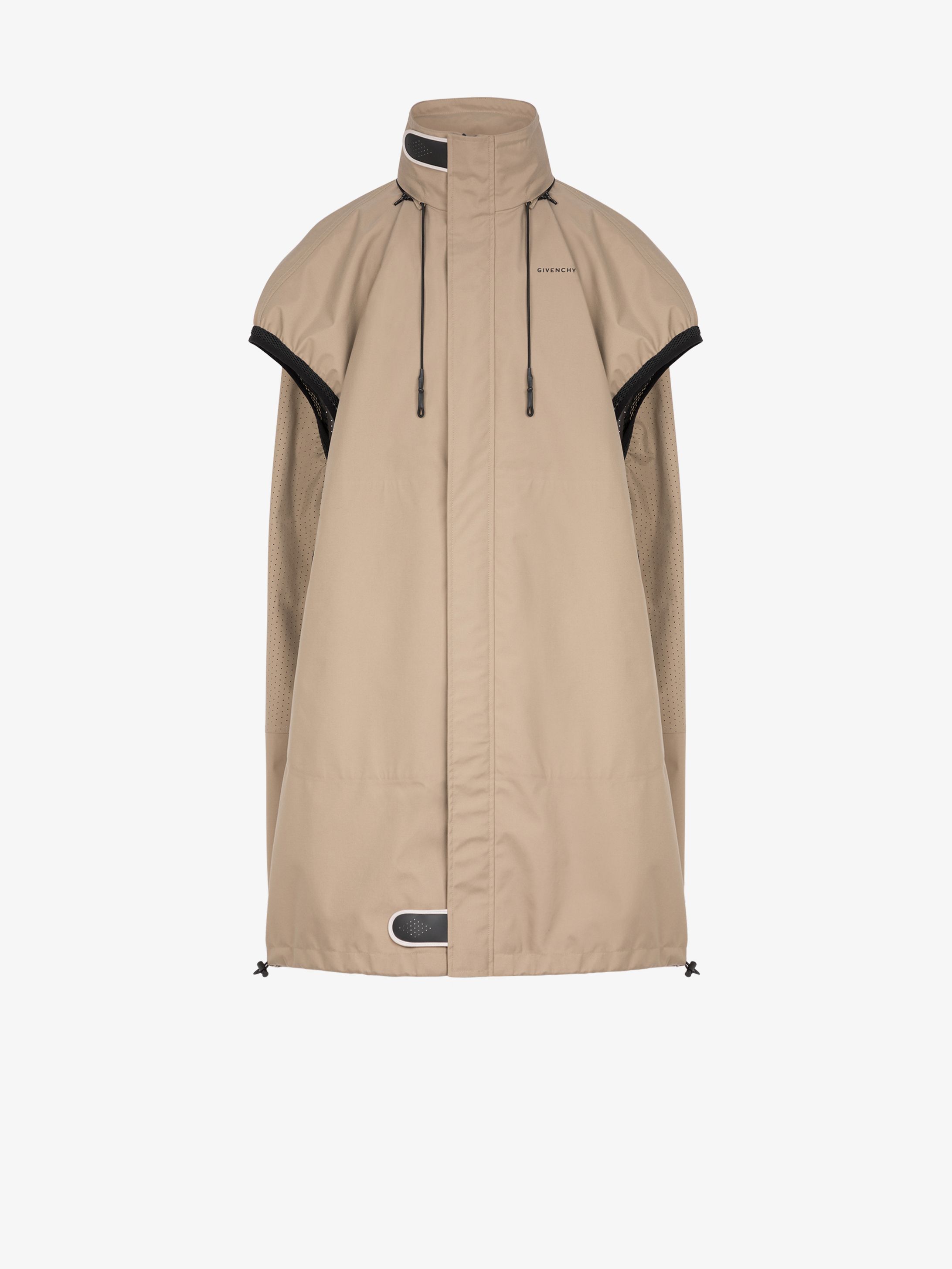 Parka oversized sans manches en toile et mesh