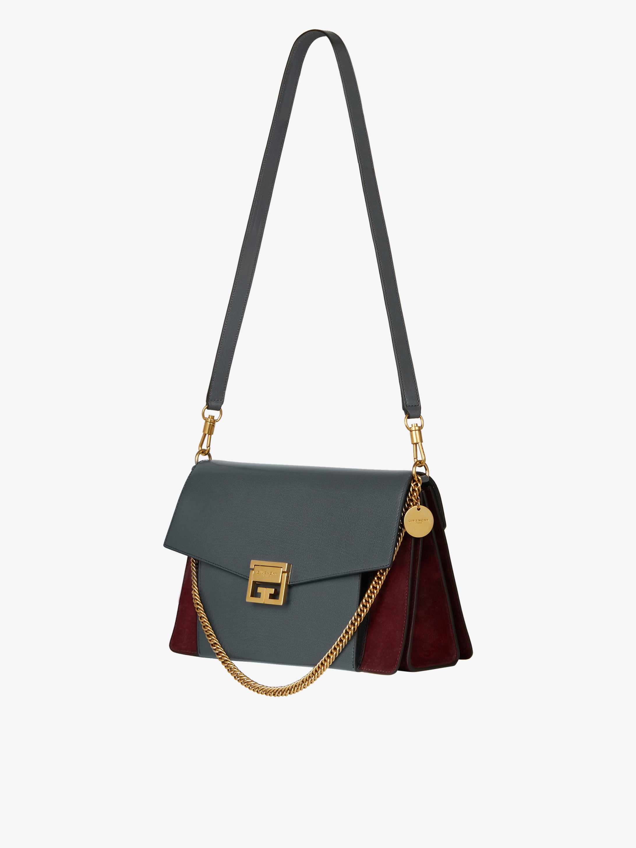 Medium GV3 bag in grained leather and suede