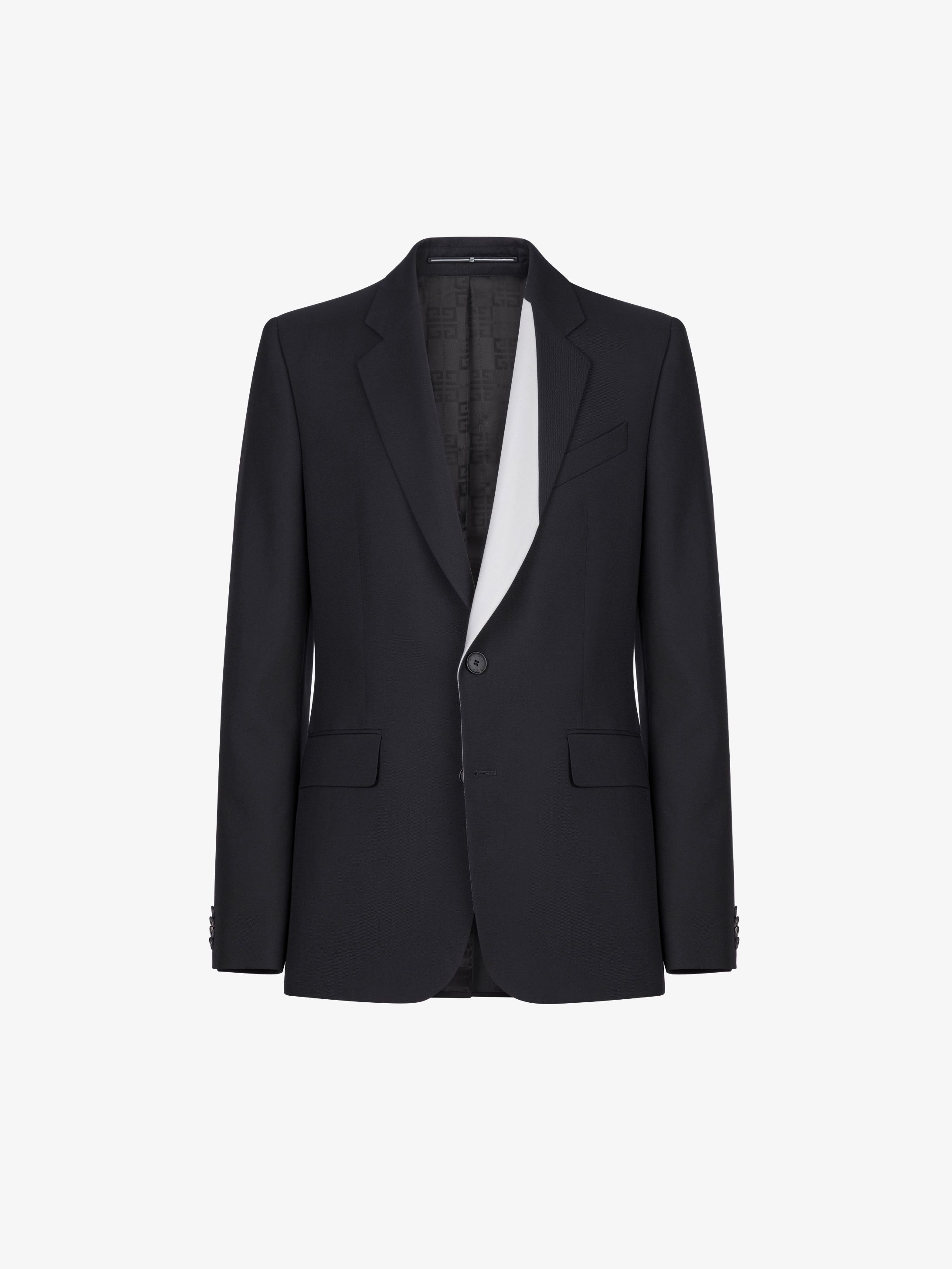 Jacket in wool with contrasted collar