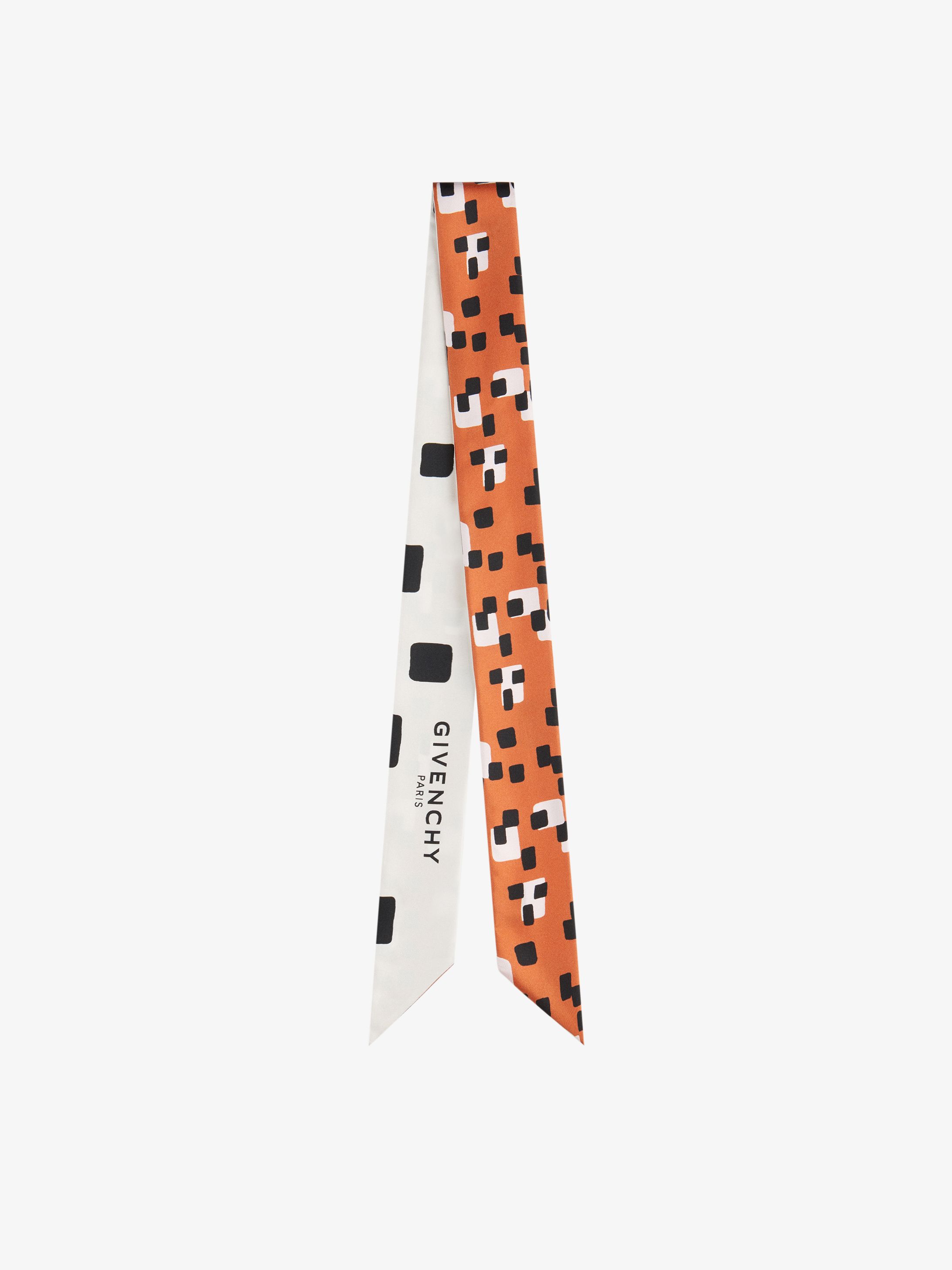 Headband in silk twill geometrical print