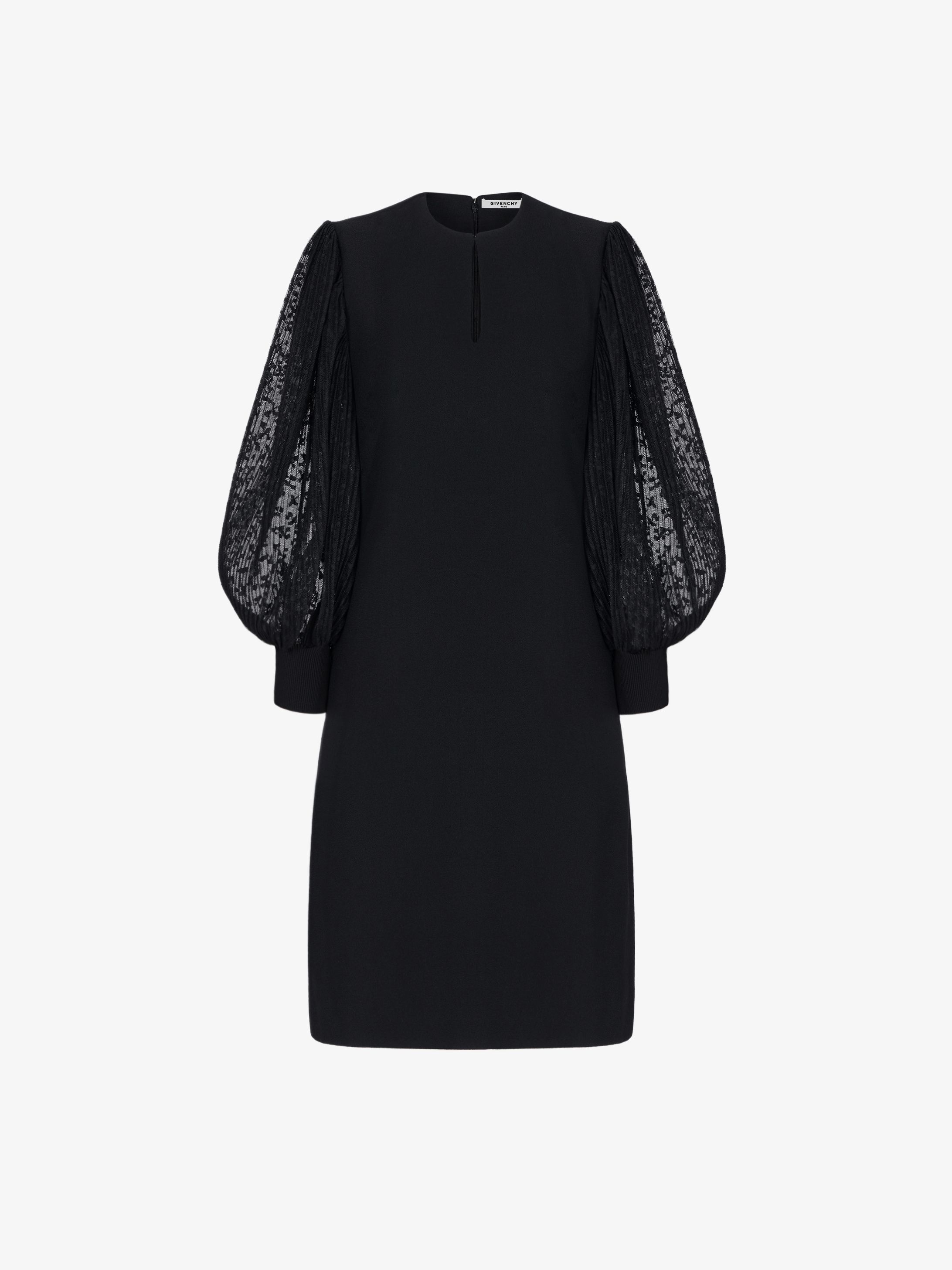 Robe courte à manches en dentelle plissée