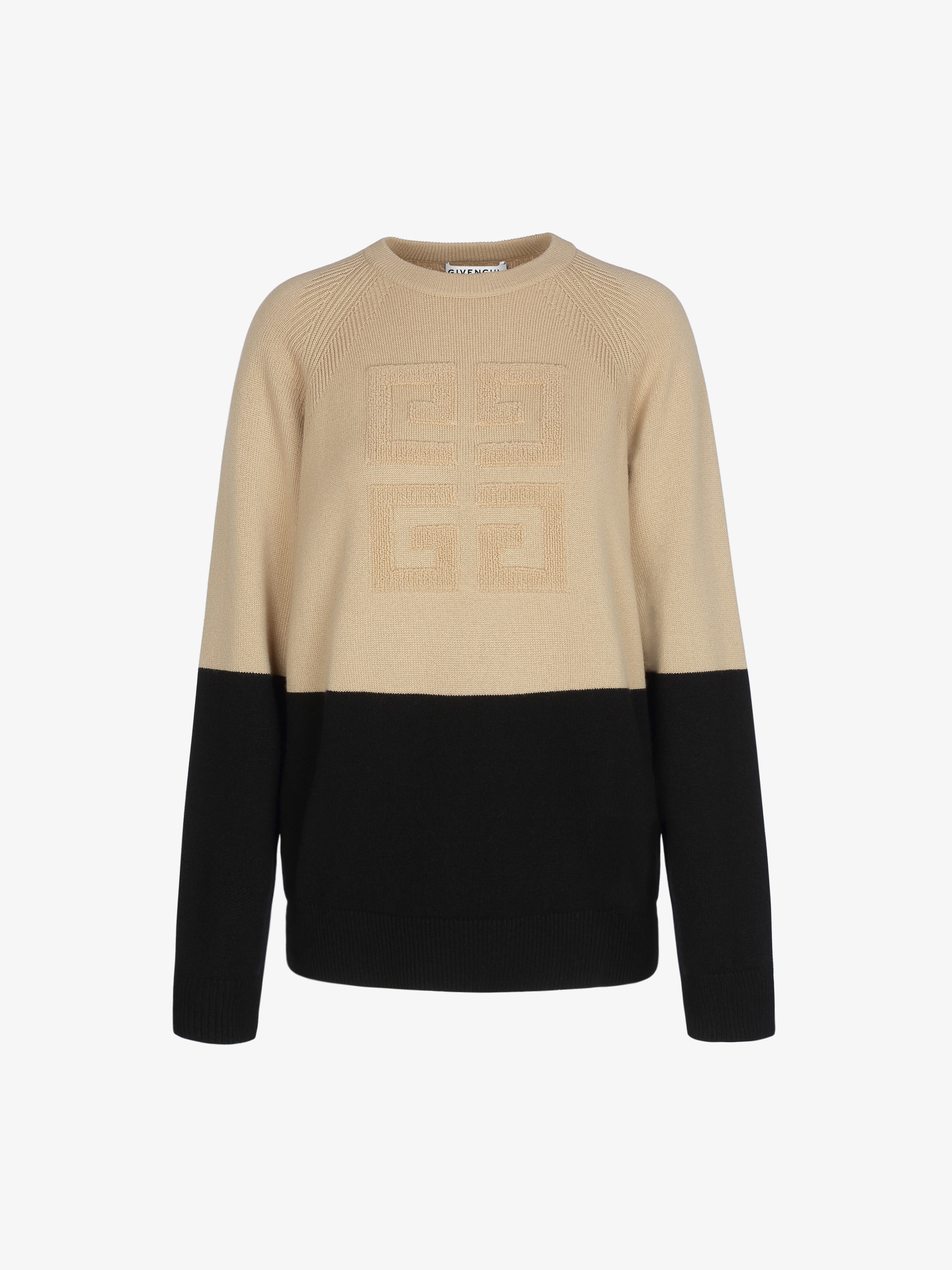 Pullover bicolore in cashmere con logo 4G