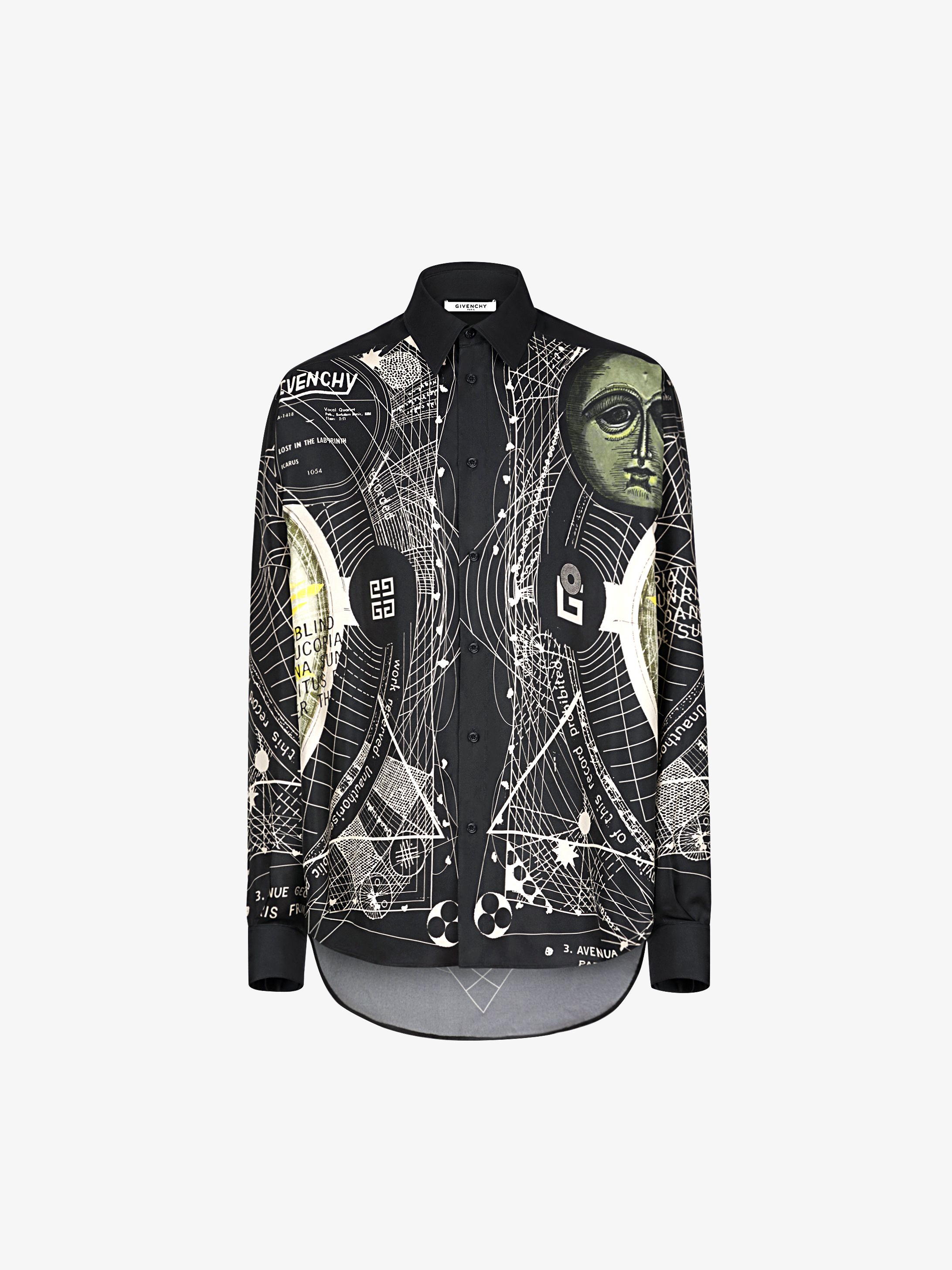 Sun embroidered oversized shirt in silk