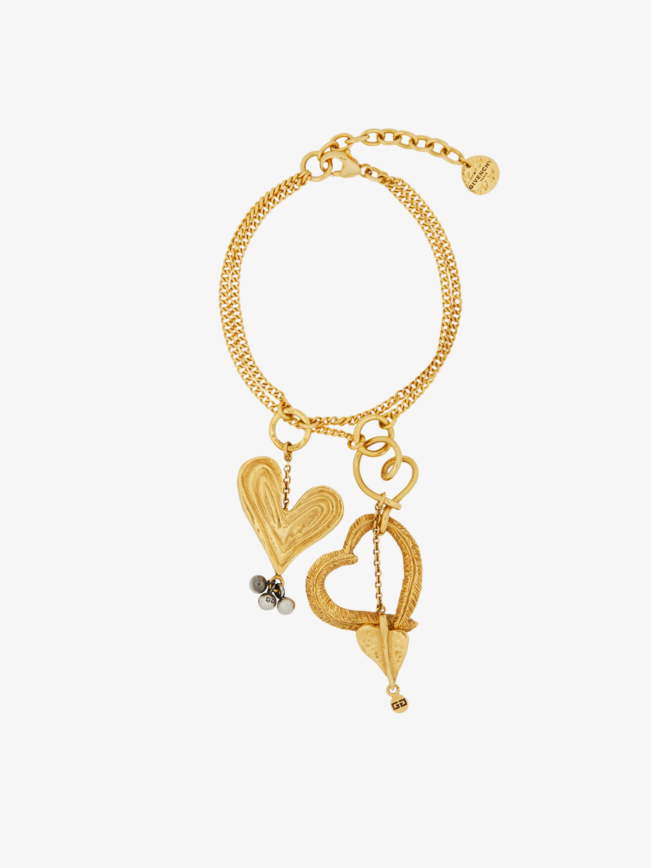 Double chain Heart pendant bracelet