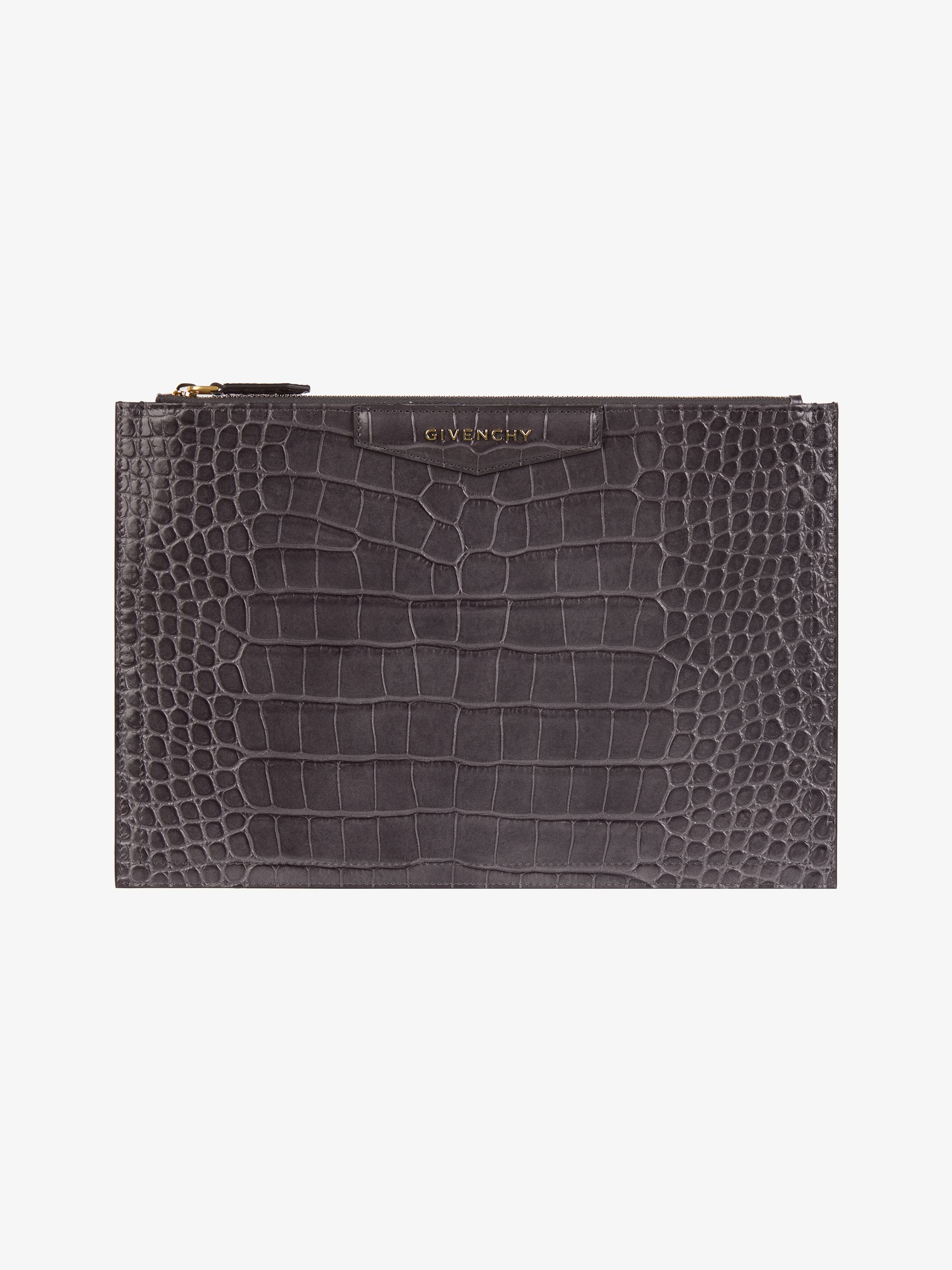 Antigona medium pouch in crocodile effect leather