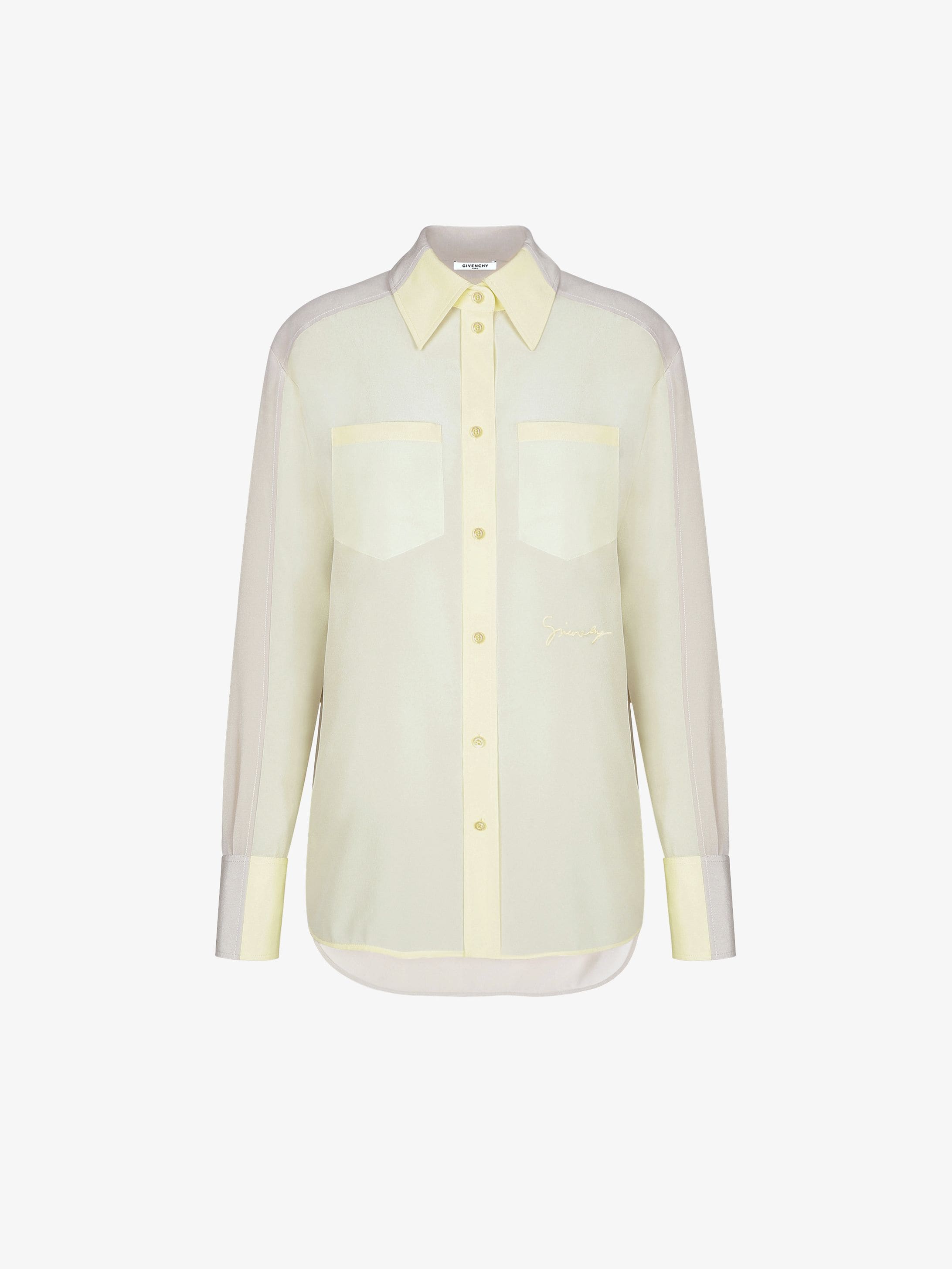 Chemise graphique en crêpe de Chine