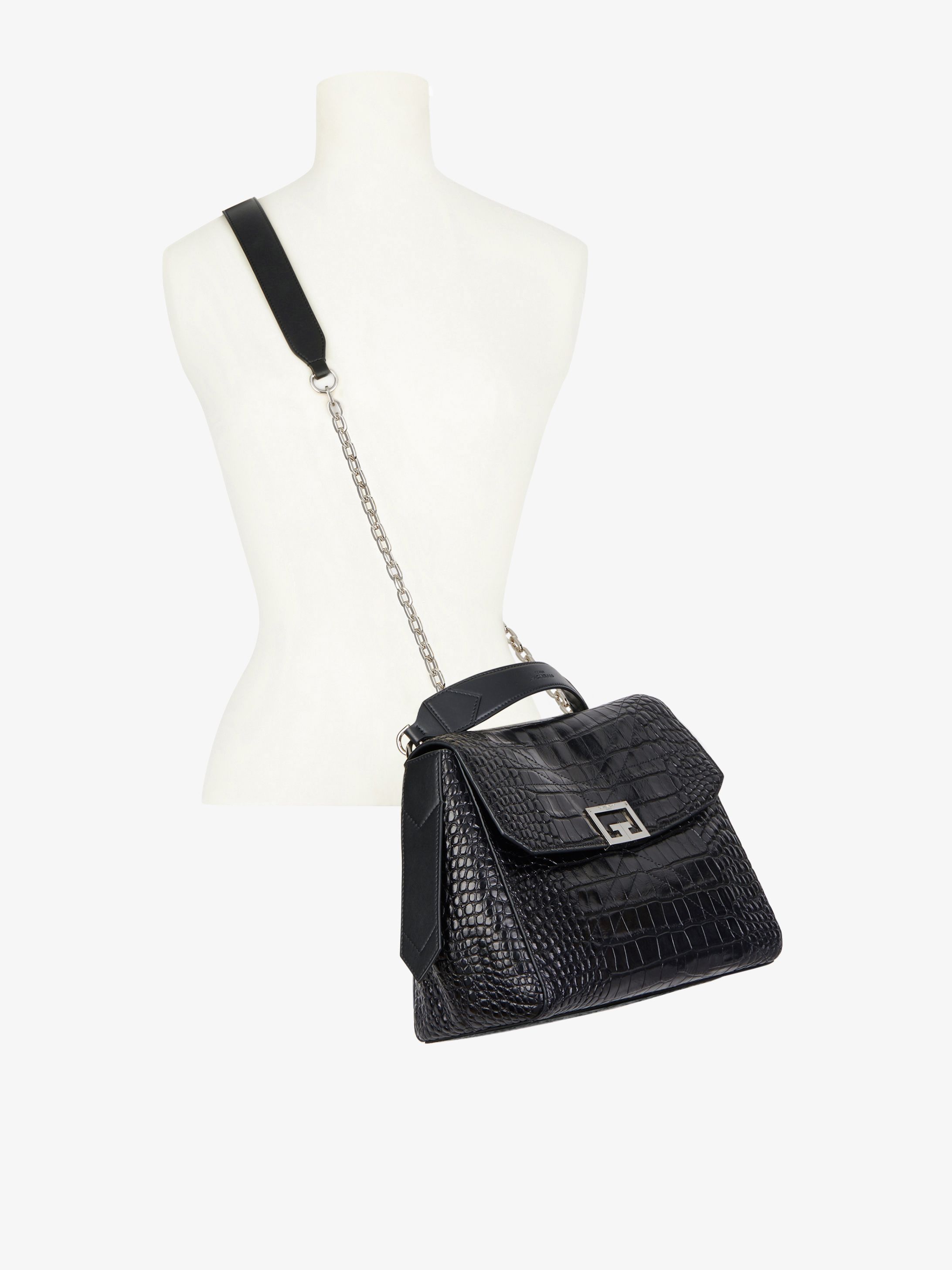 Medium ID bag in crocodile effect leather