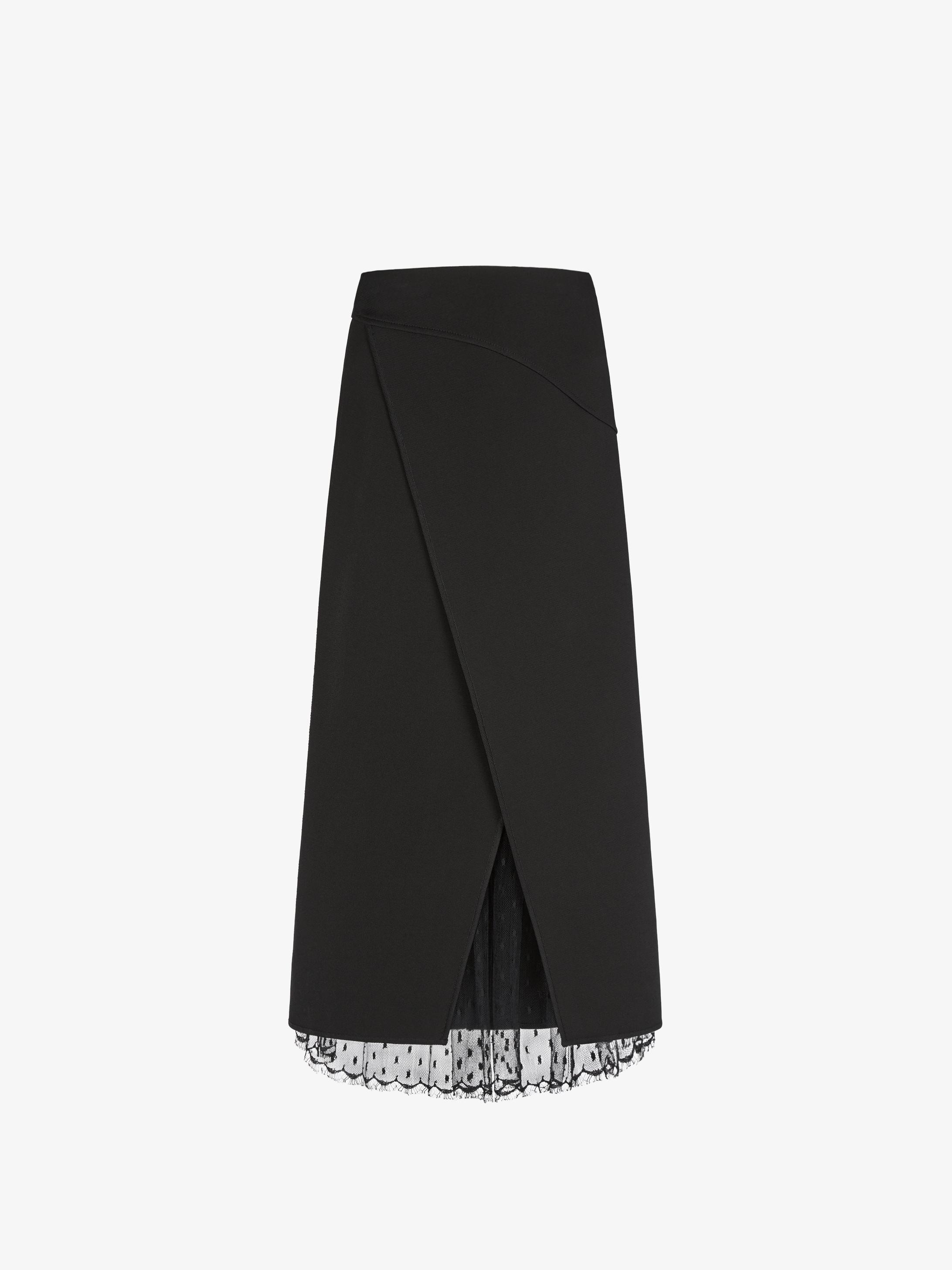 Wrap skirt in viscose and lace