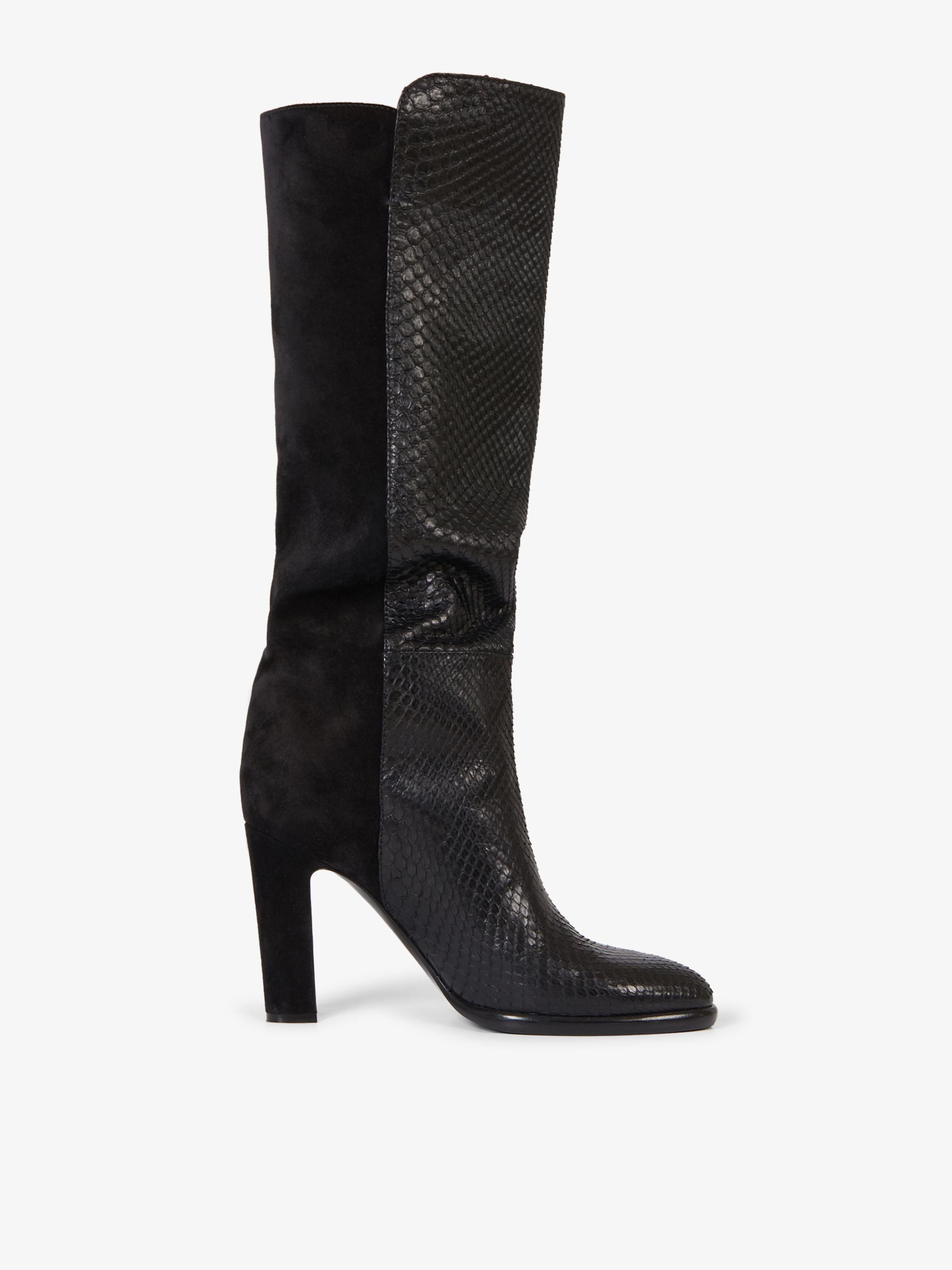 Mayfair boots in python skin and suede