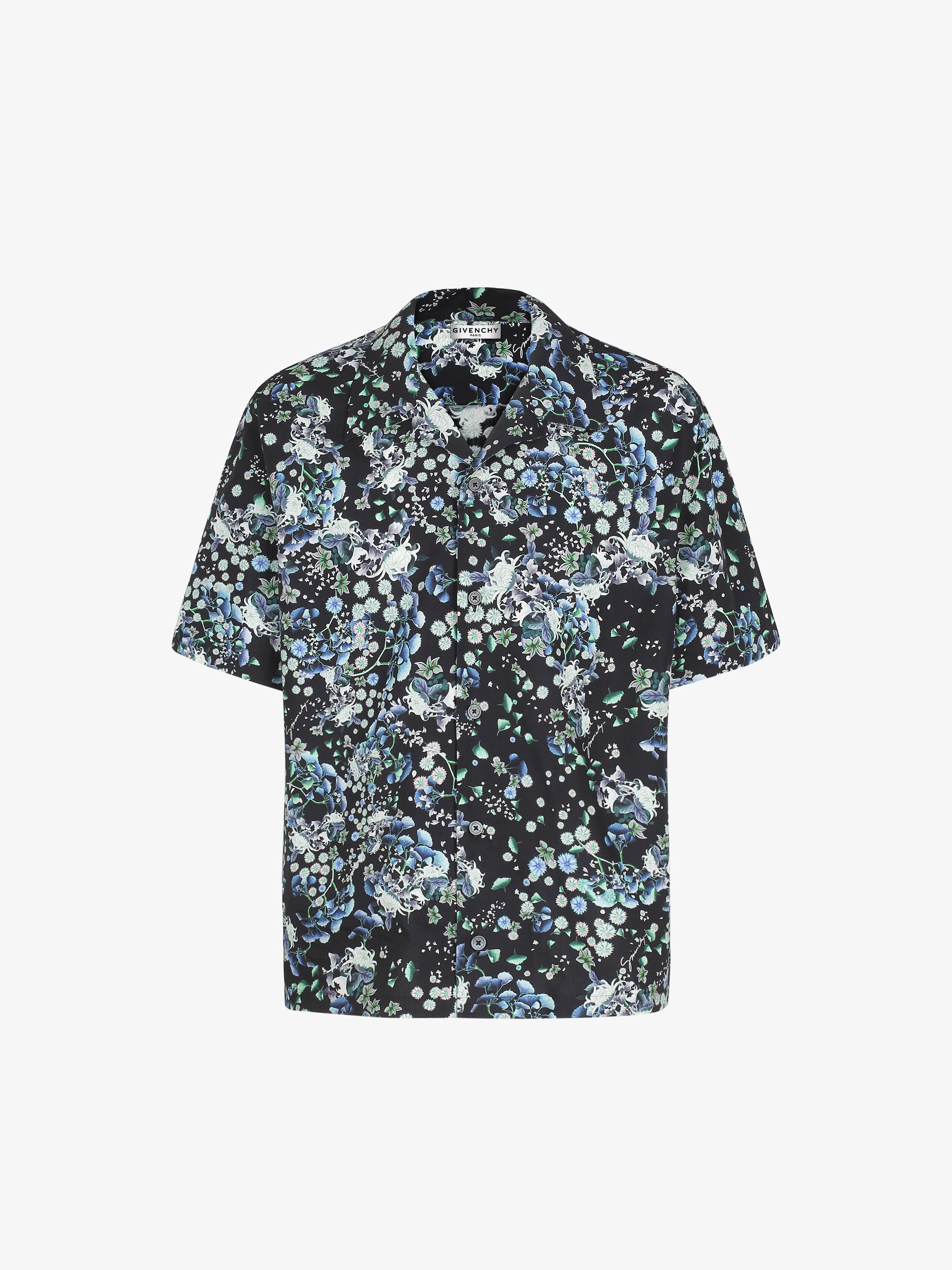 Floral printed Hawaiian shirt in coton