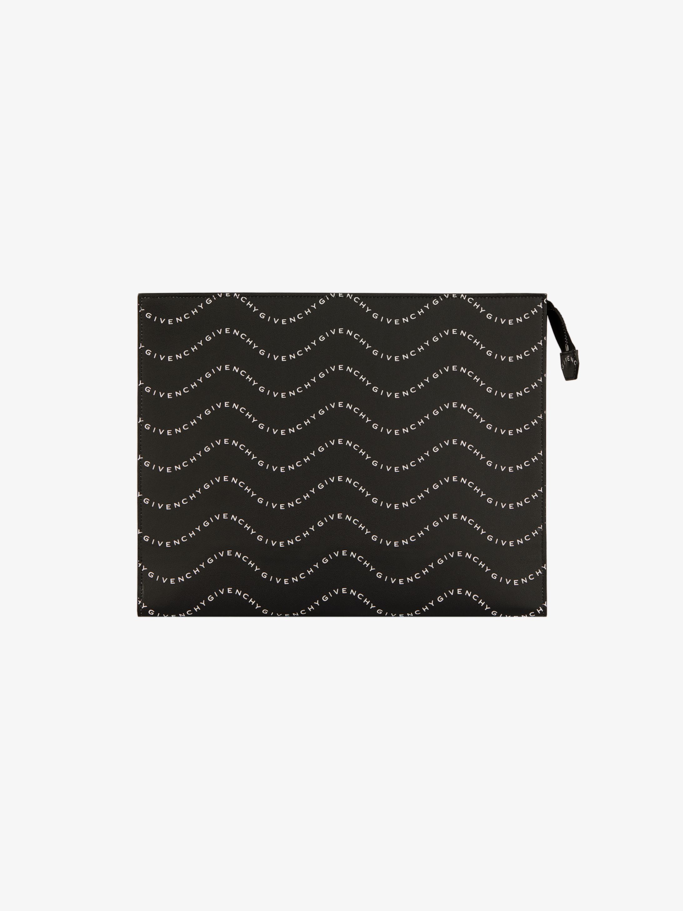 GIVENCHY waves printed gusset pouch in leather