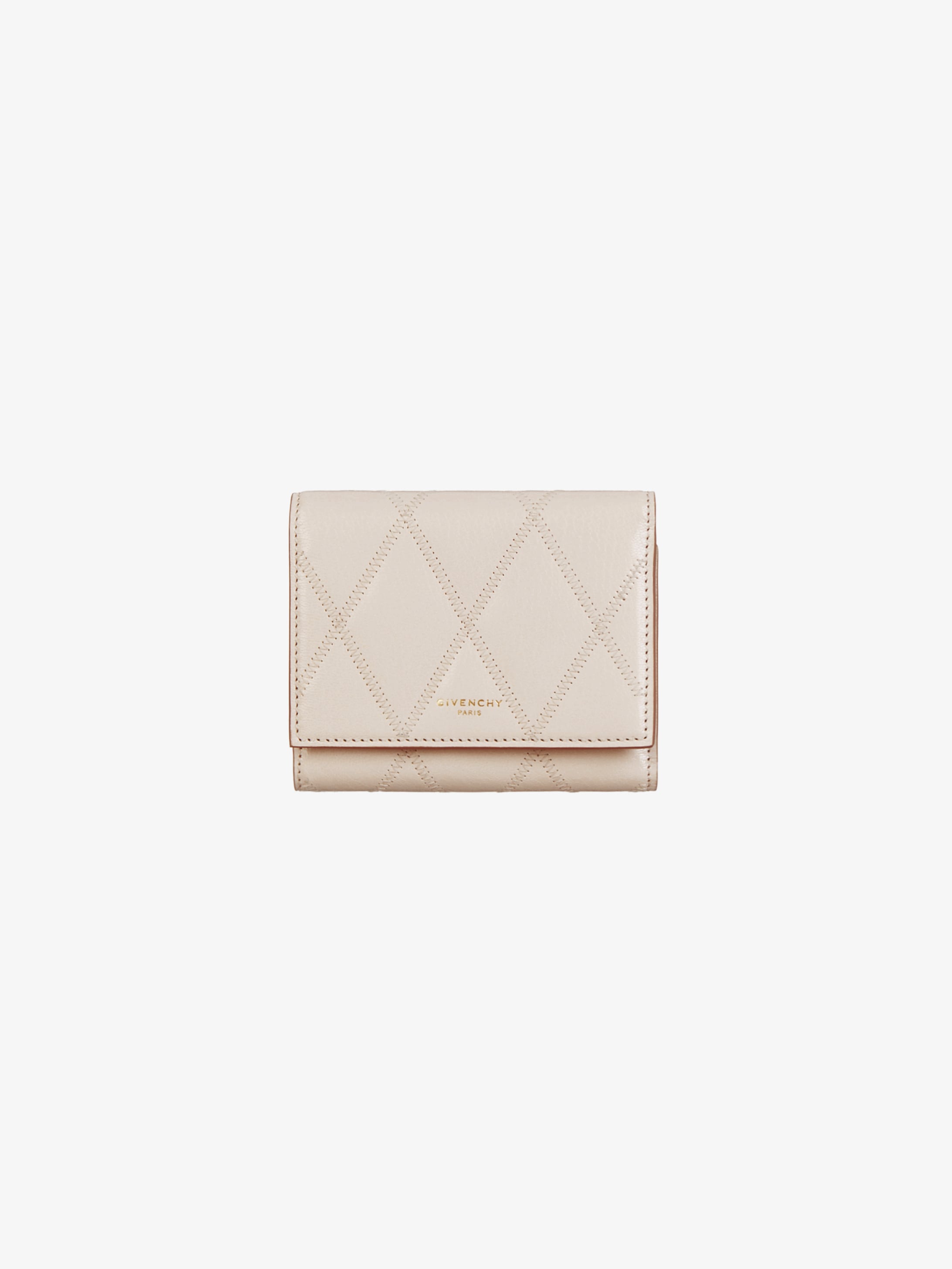 Tri-fold GV3 wallet in diamond quilted leather