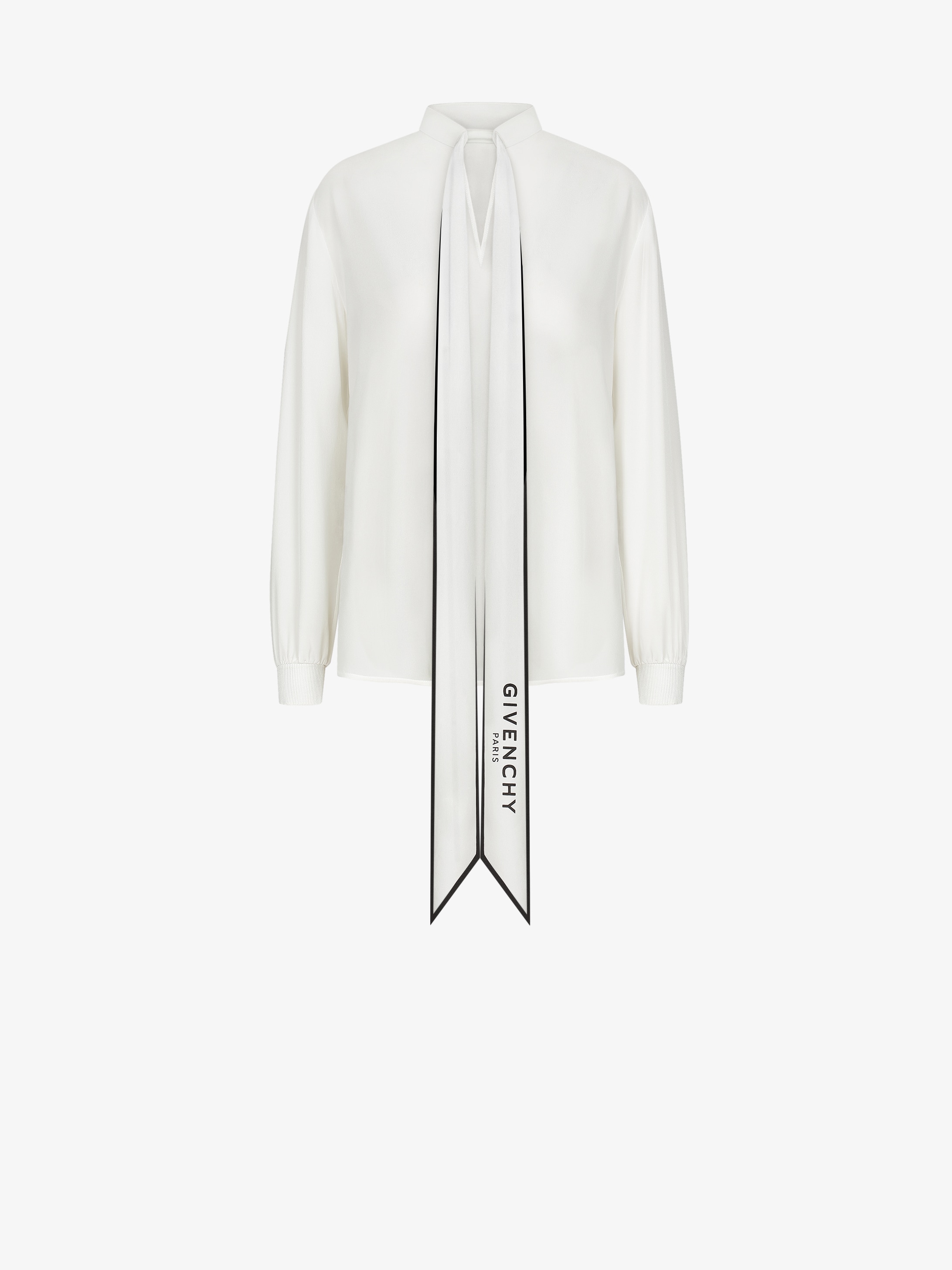 Blouse with scarf collar in silk