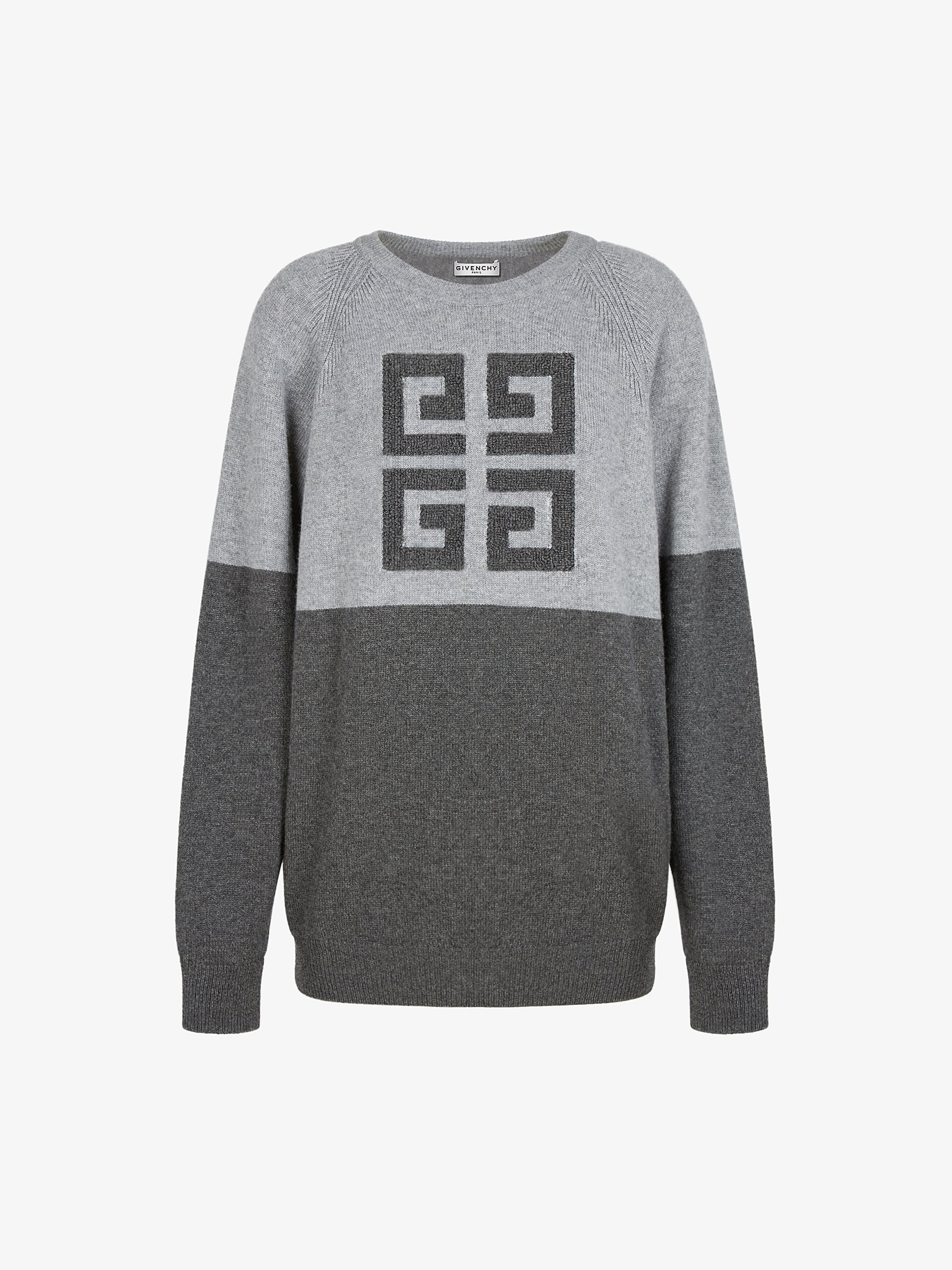 Pullover bicolore di cashmere con logo 4G