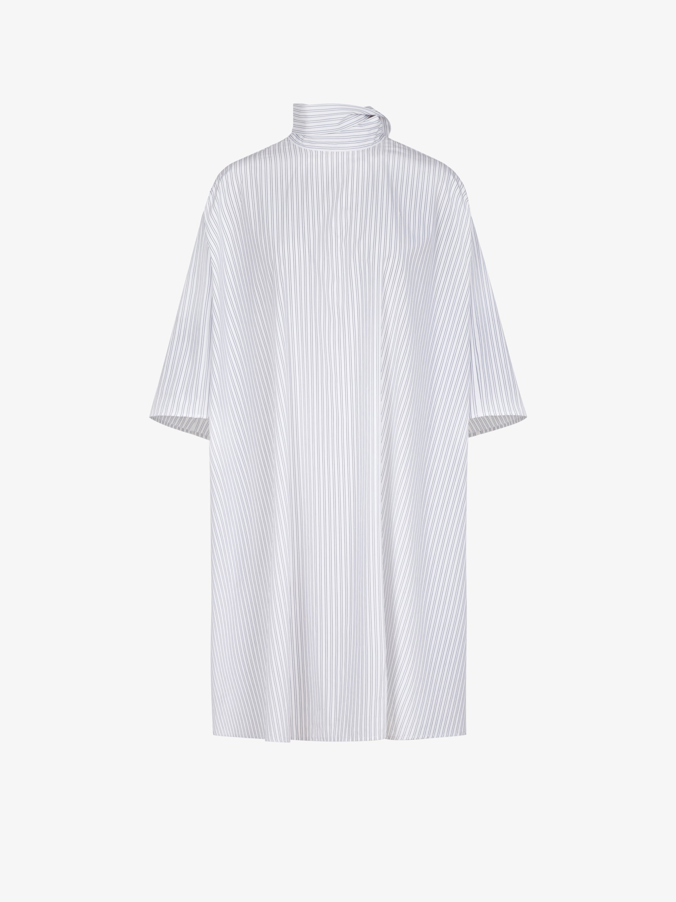 Oversized dress in striped popeline