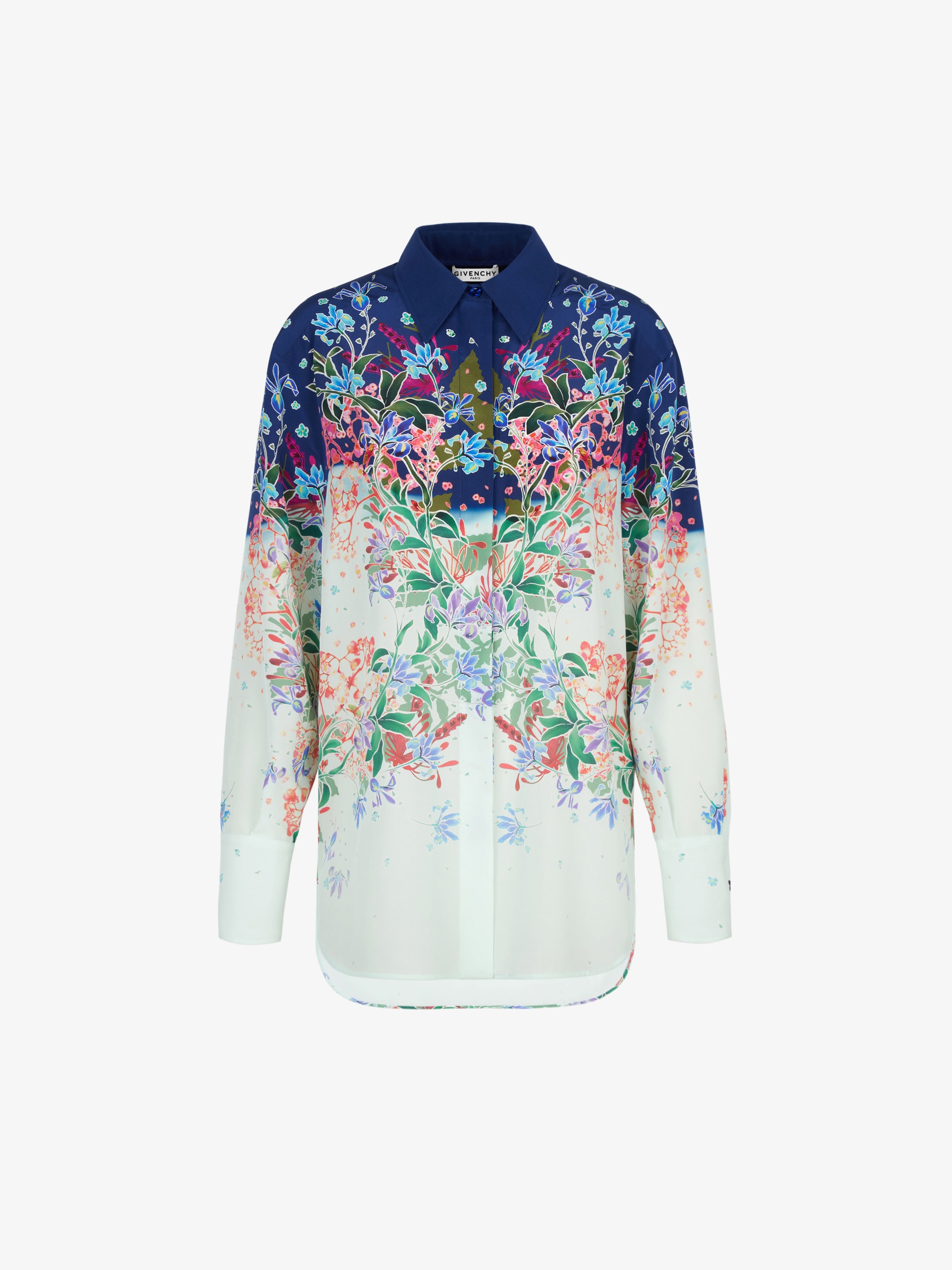 Floral printed shirt in silk